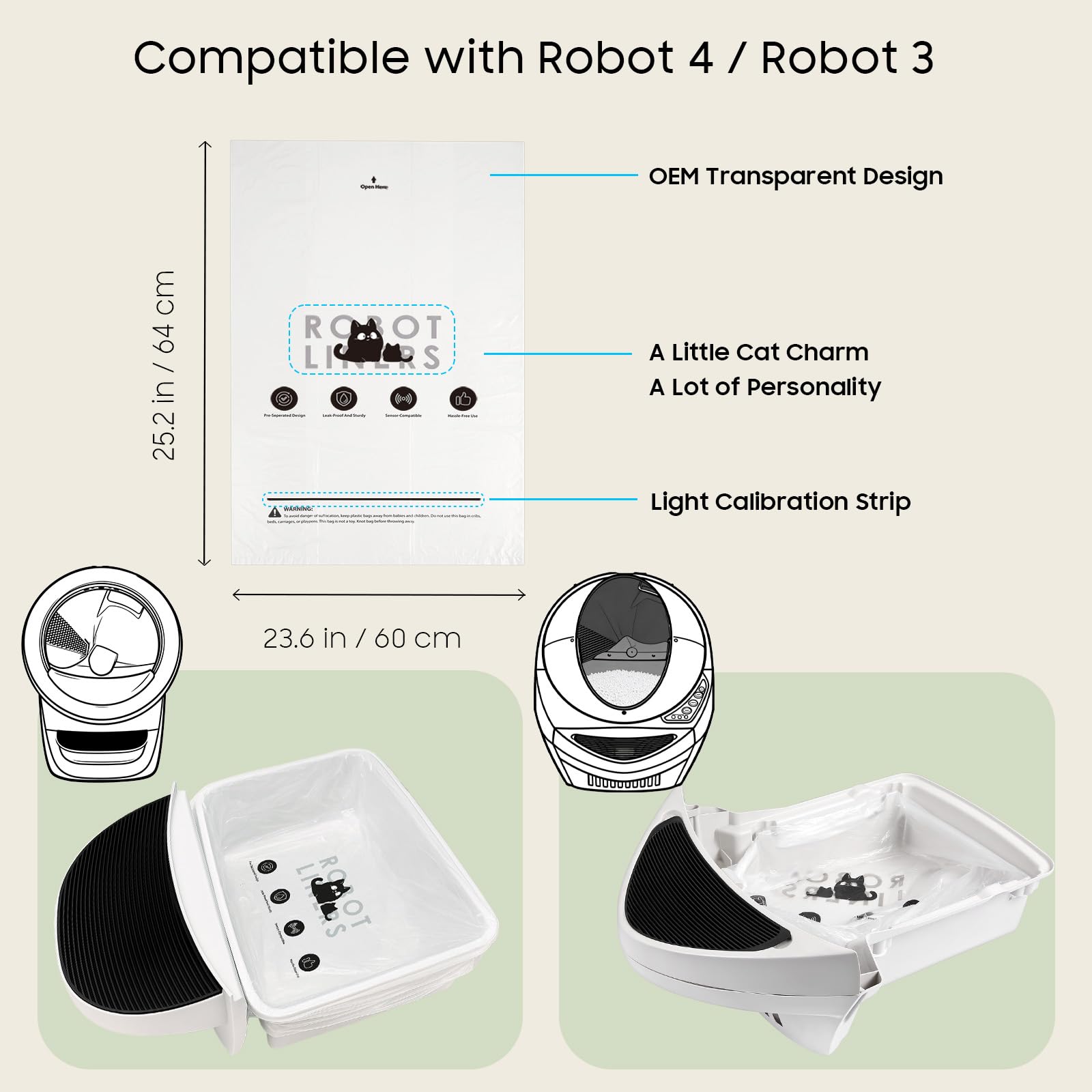 AWoHH sacs litière robot - modèles compatibles LBR - installation aisée.