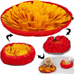Tapis olfactif AWOOF pour chien jaune avec surface anti-glissement et stimulation mentale.