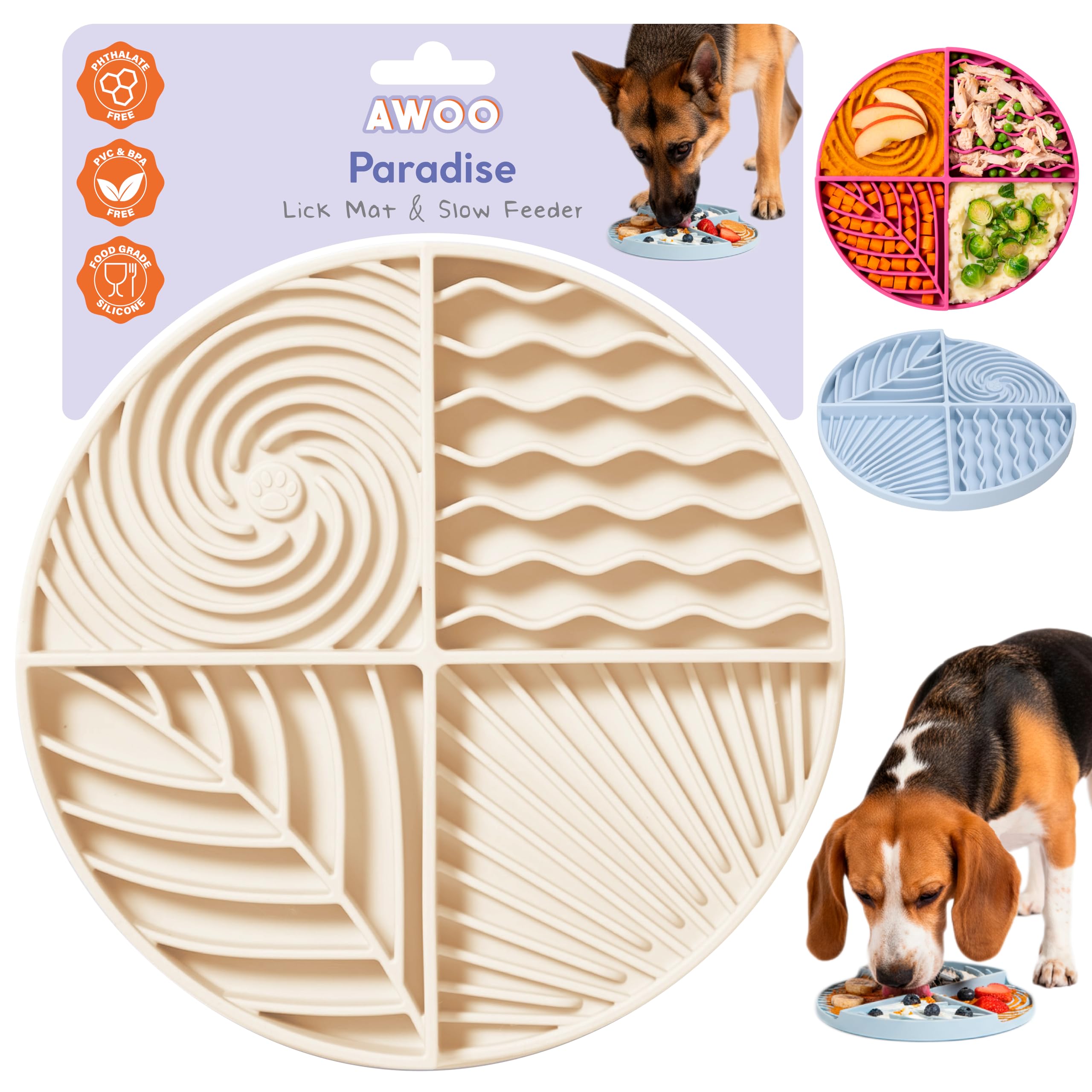 Awoo Paradise silicone chat, mat anti-glisse stimulant le repas.