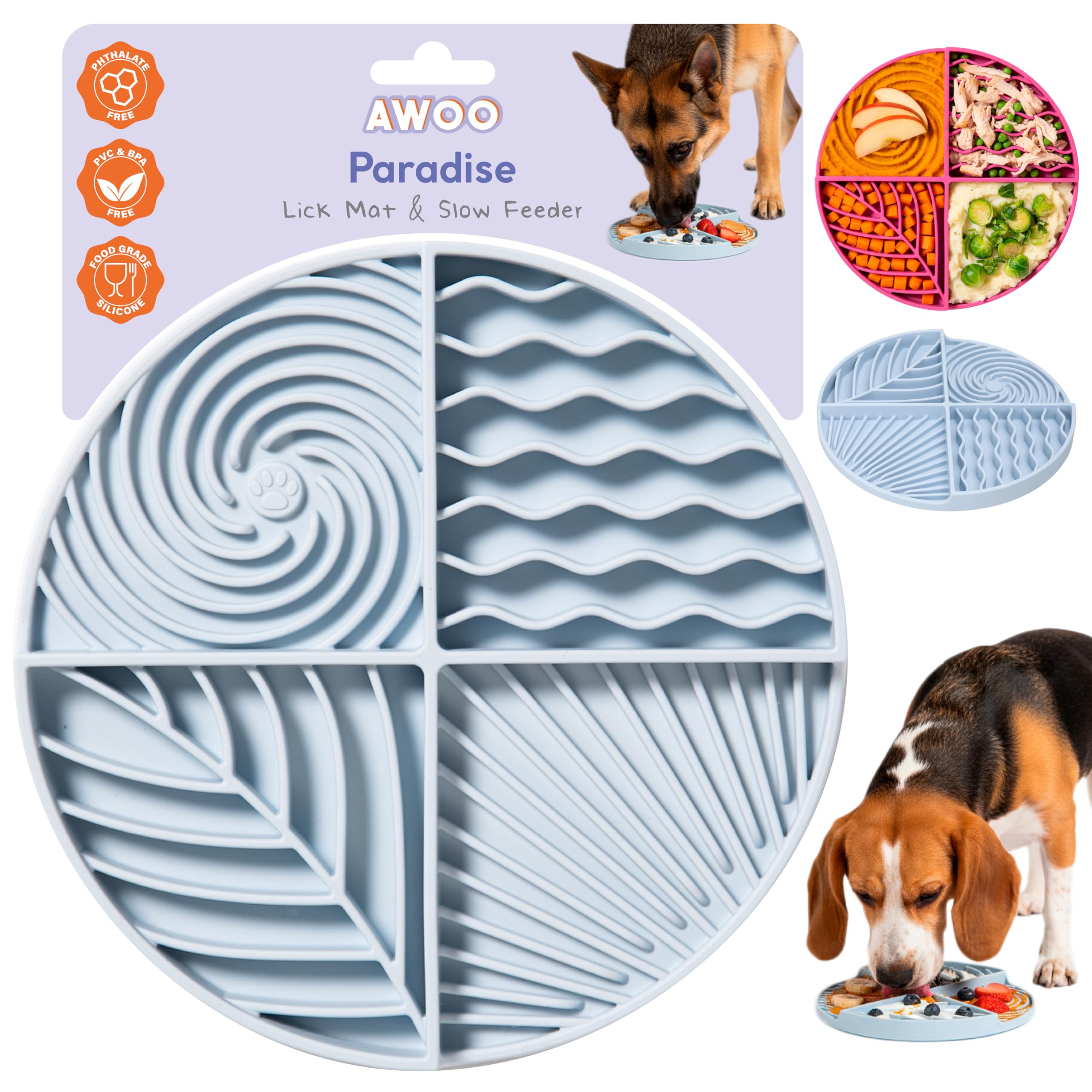 Awoo Paradise tapis silicone, surface douce pour l’attention pendant les repas