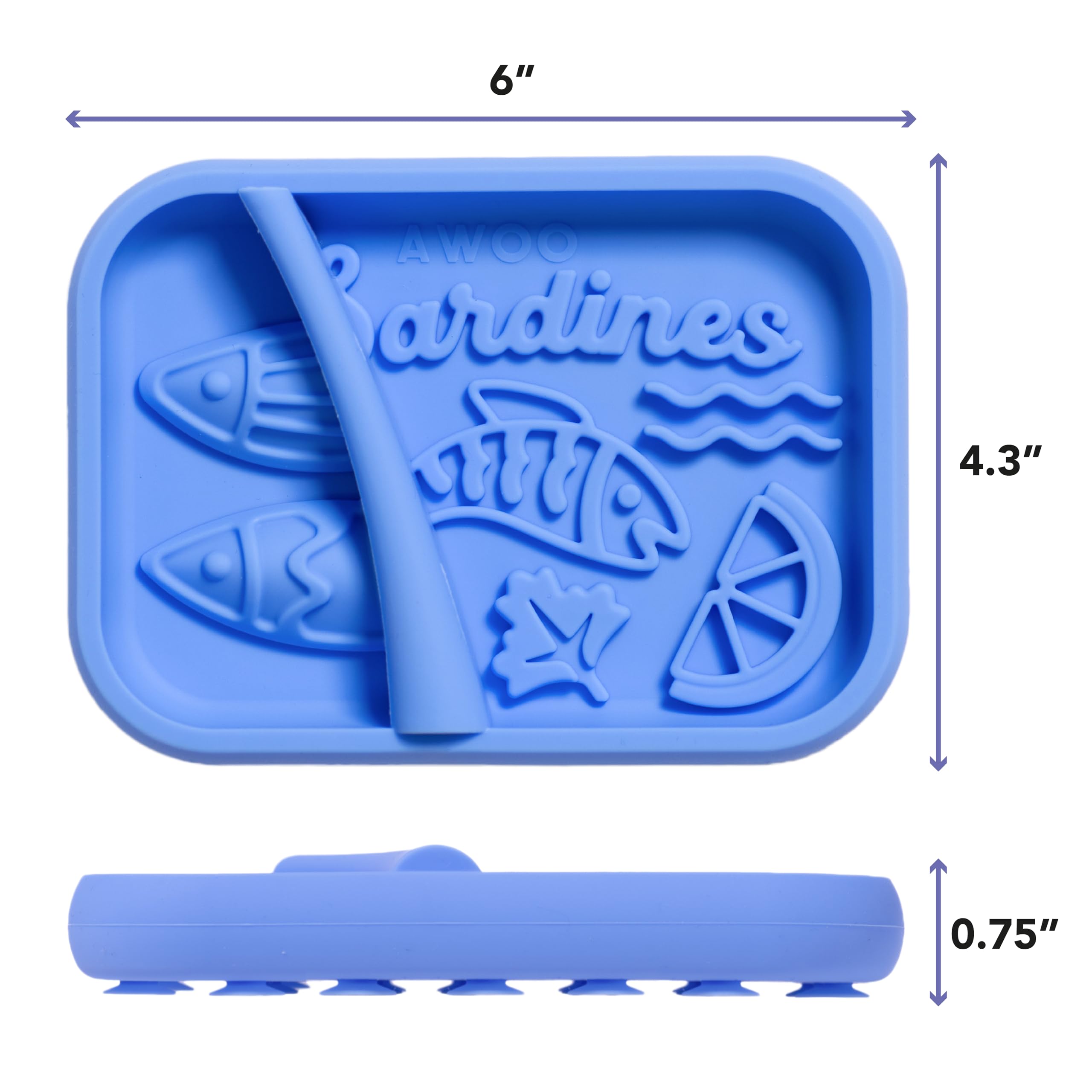 Awoo Sardina : ralentisseur-repas en silicone pour chiens et chats, pratique et hygiénique.