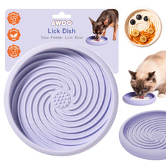 Tapis lick Awoo en silicone pervenche pour chien et chat, dégustation calme et contrôlée.