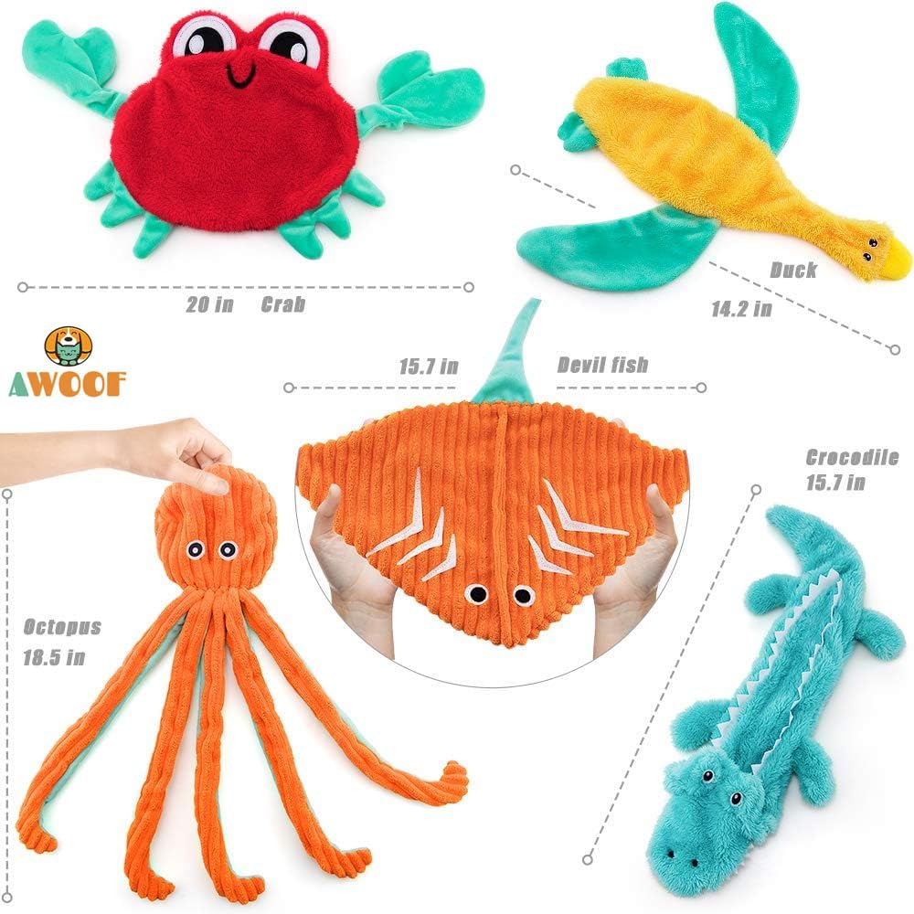 AWOOF 5 pack jouet poisson diable sans rembourrage, coloré et durable