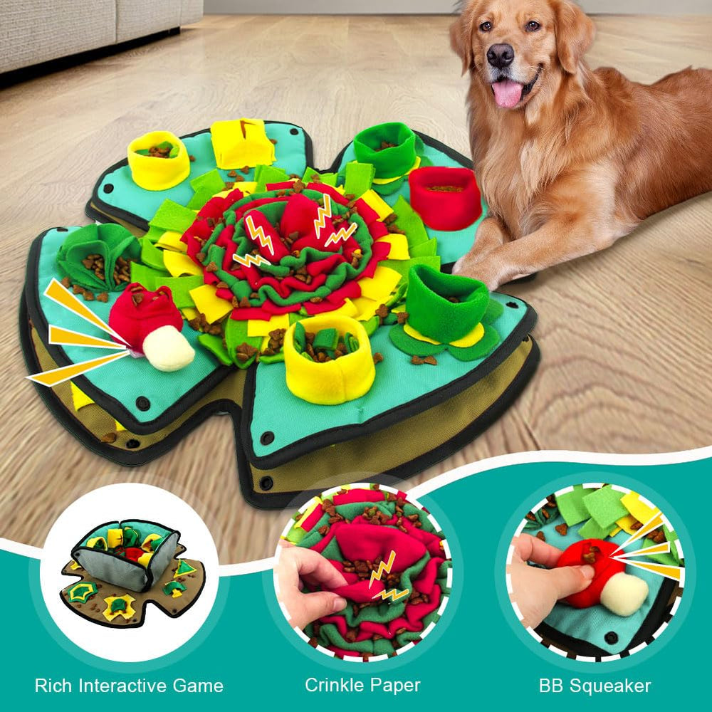 AWOOF Snuffle Mat 19x19-boule-cachee favorise une alimentation lente et interactive.