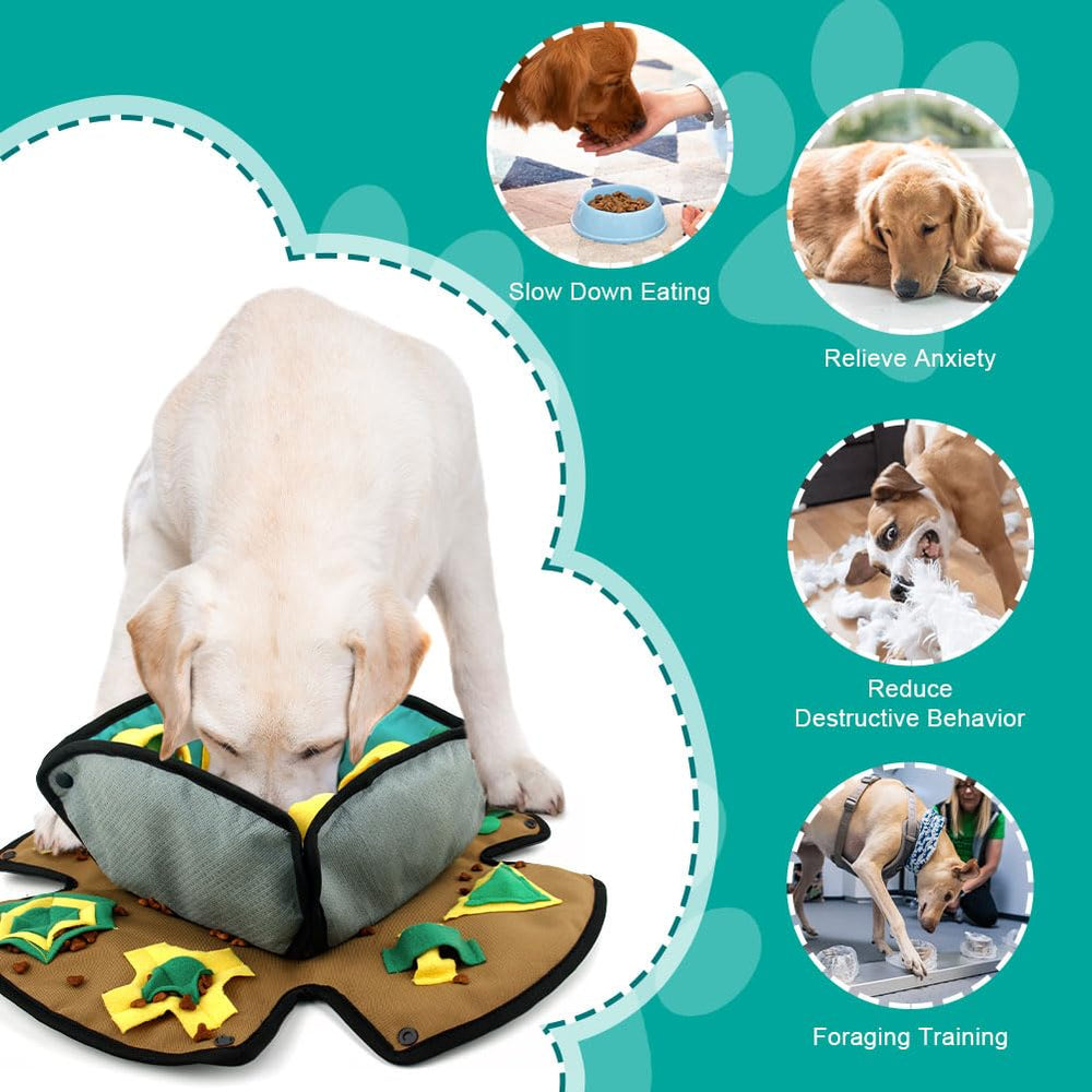 AWOOF Snuffle Mat 19x19-petales-interieurs propose des caches variées.
