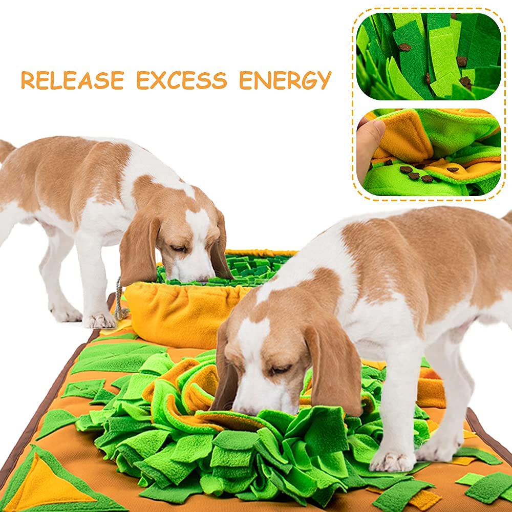 AWOOF Tapis Snuffle Chien Grand – pétales orange pour cachettes attractives.