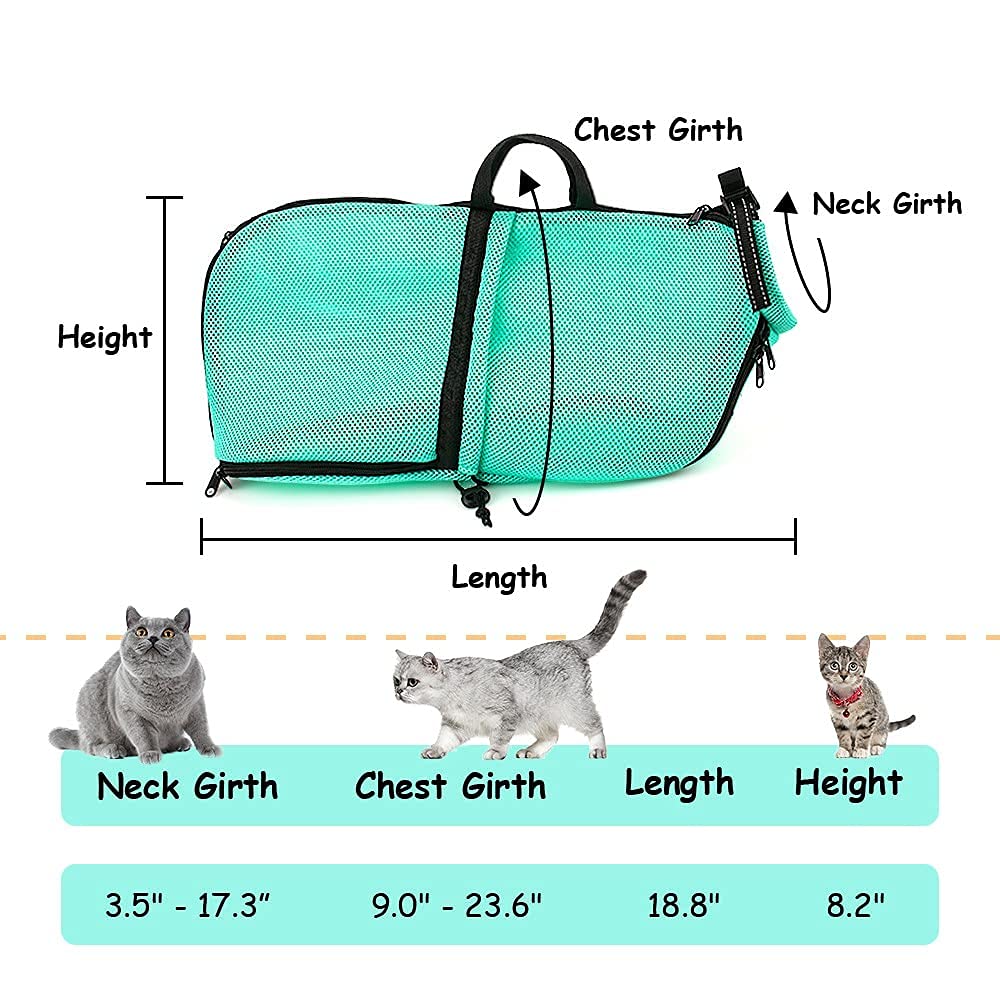 AWOOOF sac toilettage chat ajustable, idéal pour bains, coupe d ongles et nettoyage