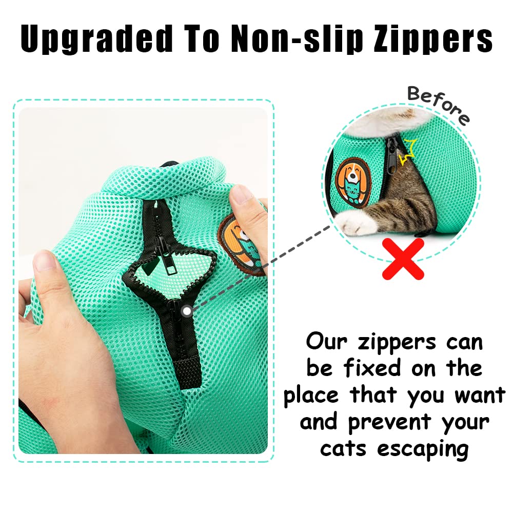 AWOOOF sac de bain pour chat, couleur verte attrayante et sécurité renforcée