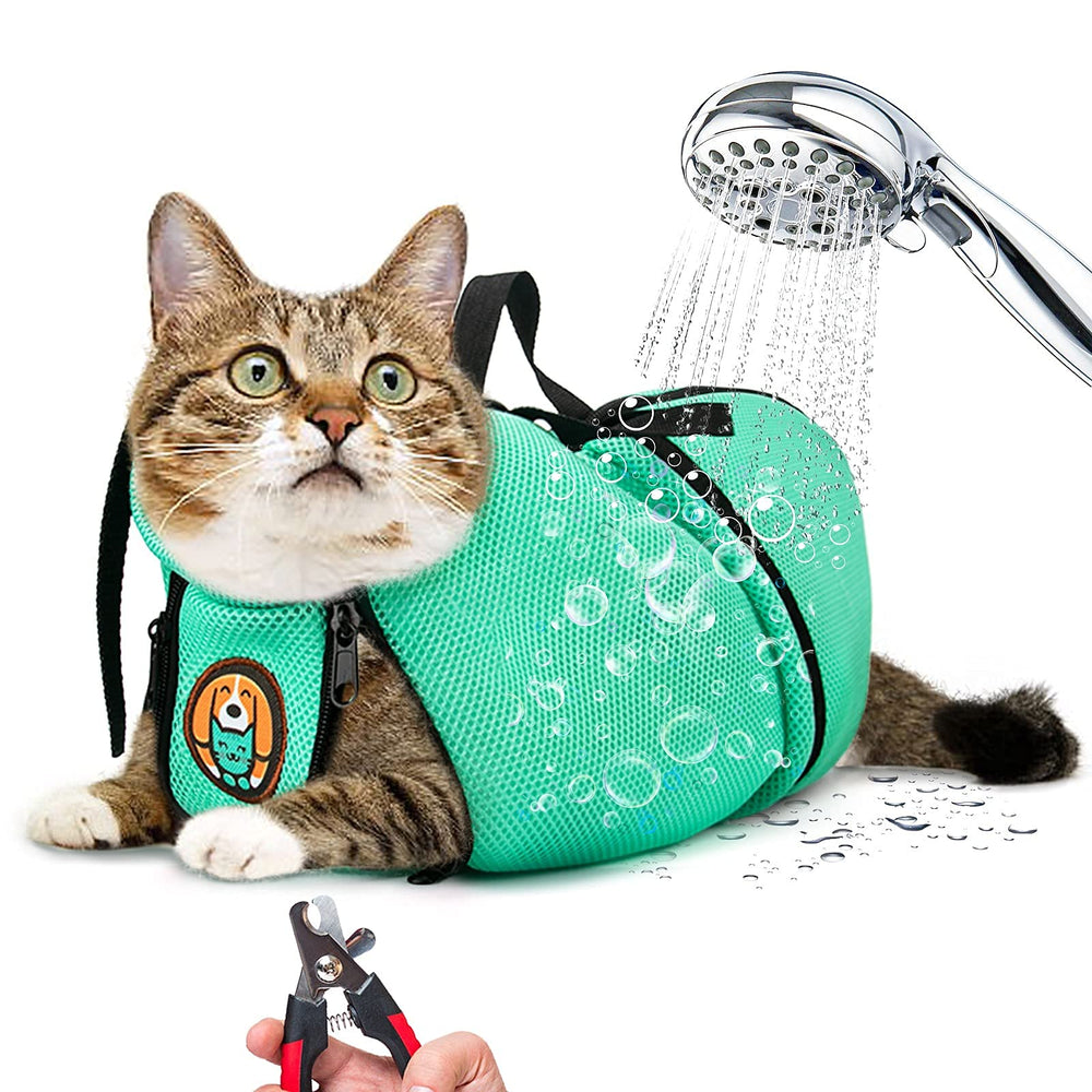 AWOOOF sac de toilettage pour chat avec ouverture et fermetures éclair, pratique et sûr