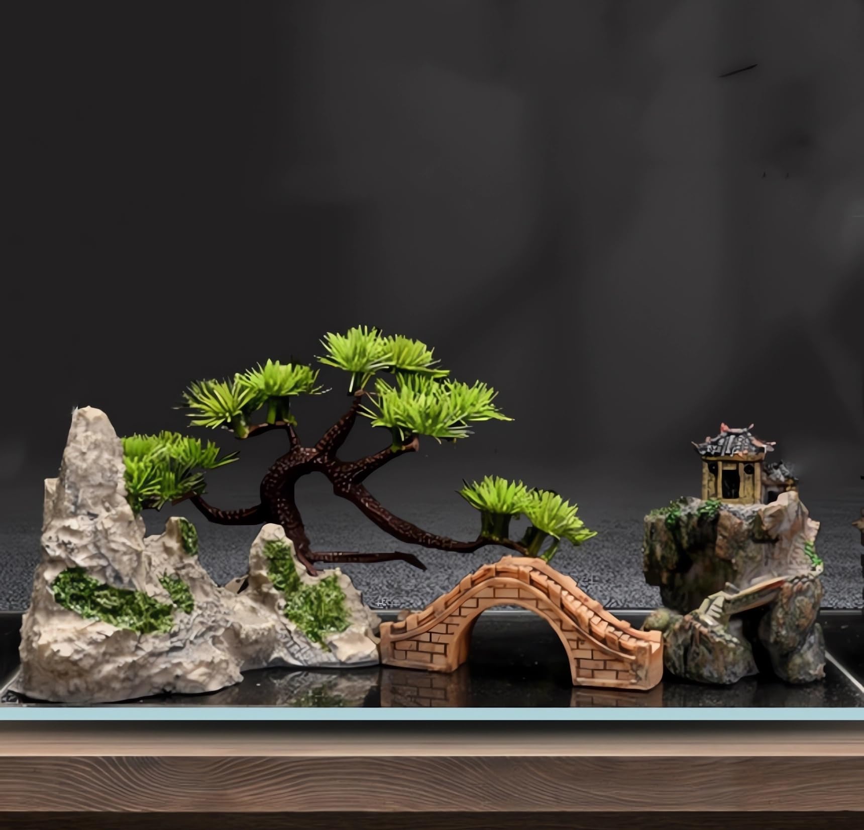 AWXZOM decor-bocal-poisson-japonais-arbre-coco: décor naturel et apaisant pour petit aquarium.