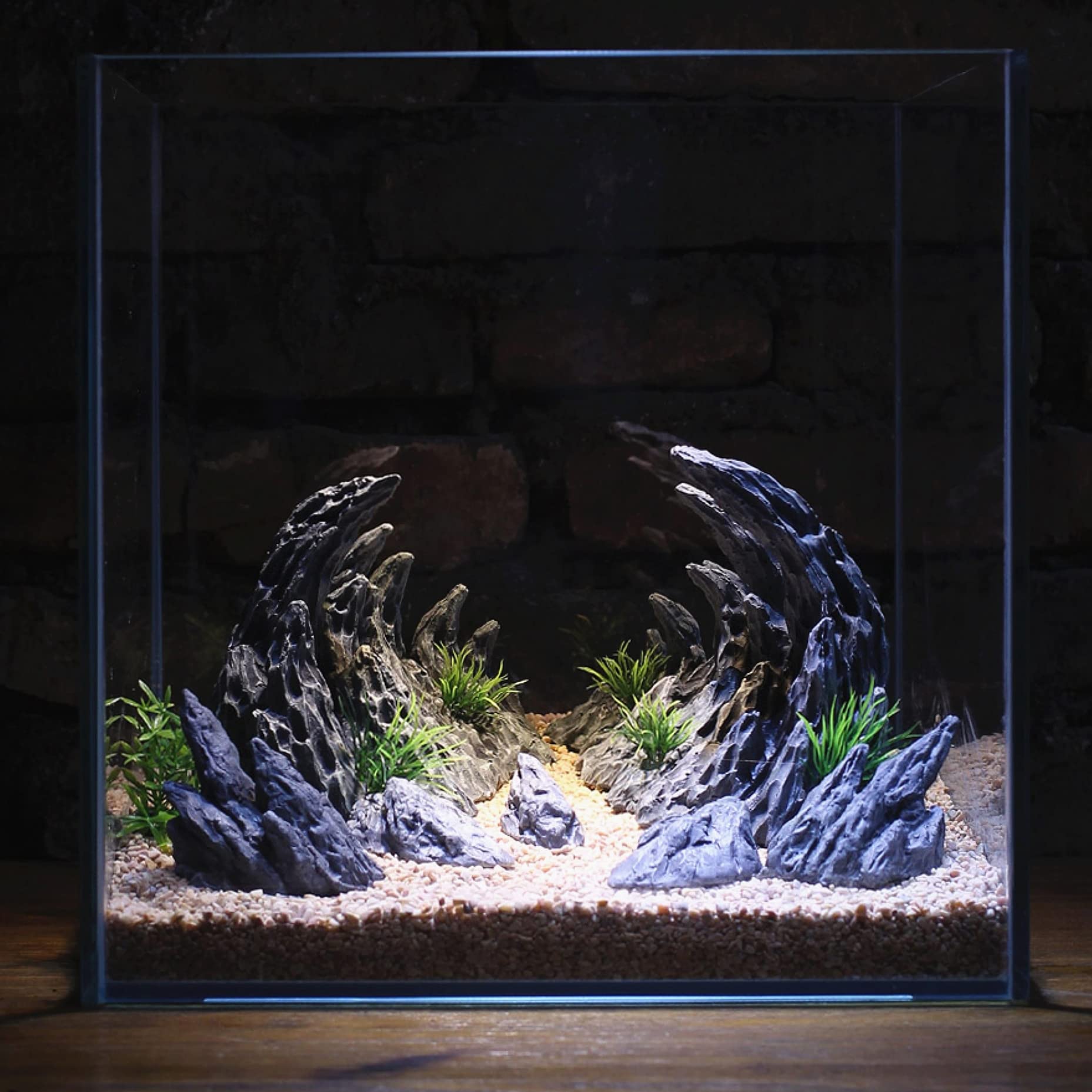 Awxzom Soul Valley ensemble de roches en résine pour décor d’aquarium, facile à disposer.