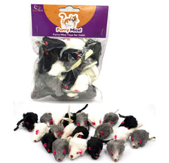 AXEL PETS : souris en fourrure lapin, 20 pièces, stimule le jeu et l’exercice.