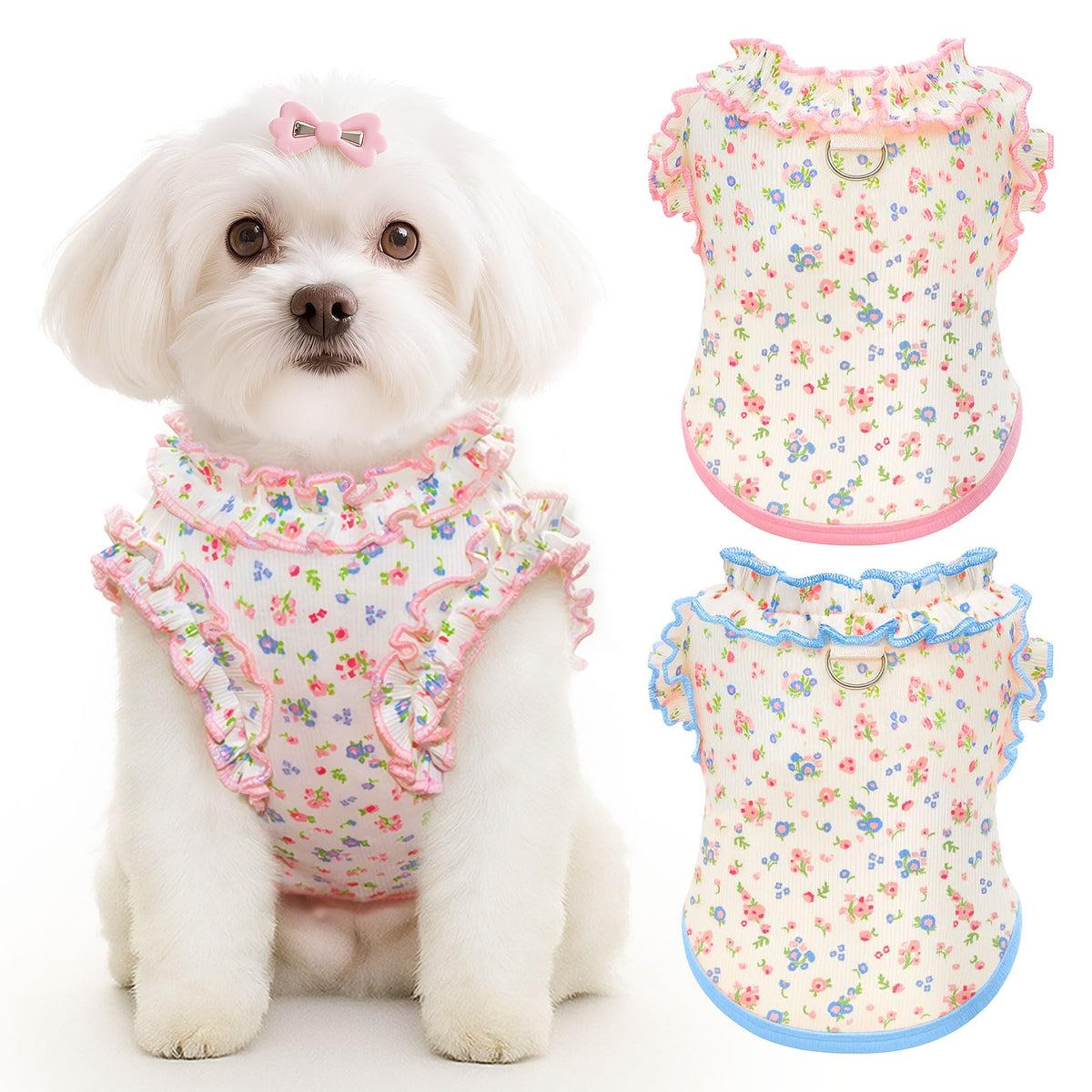 AXIIJGL tshirt chien petit ete volants, look frais pour l'été.