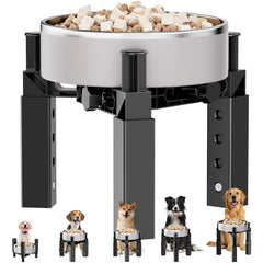 Aystkniet: support-gamelles chien reglable en hauteur pour repas plus confortable.
