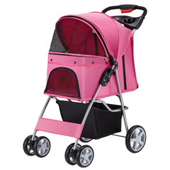 Poussette Azaeahom pour animaux rose, stabilité et confort en promenade.