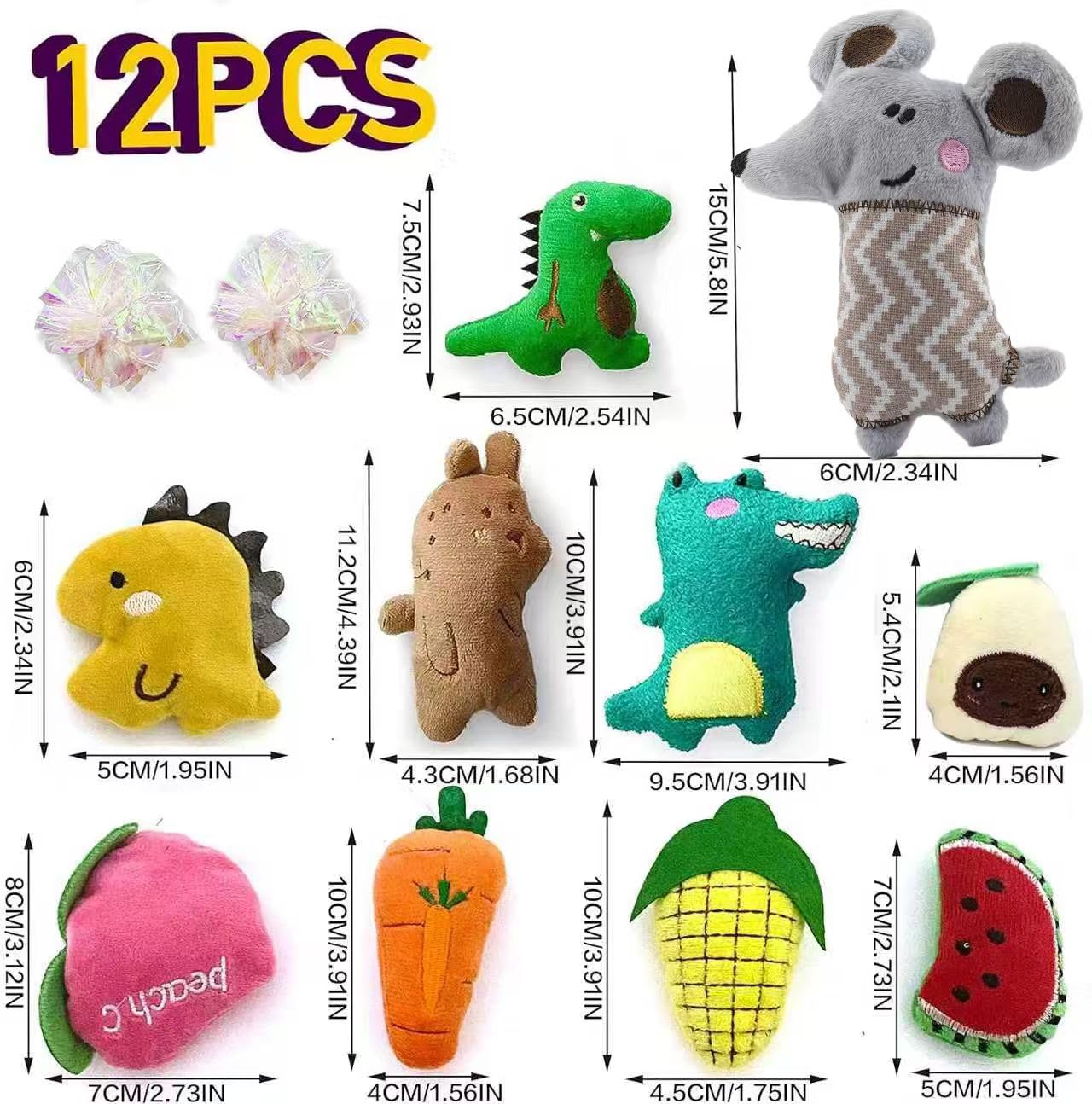 Jouet AZOFFYIU pour chat, aubergine peluche, variété de formes pour la curiosité.