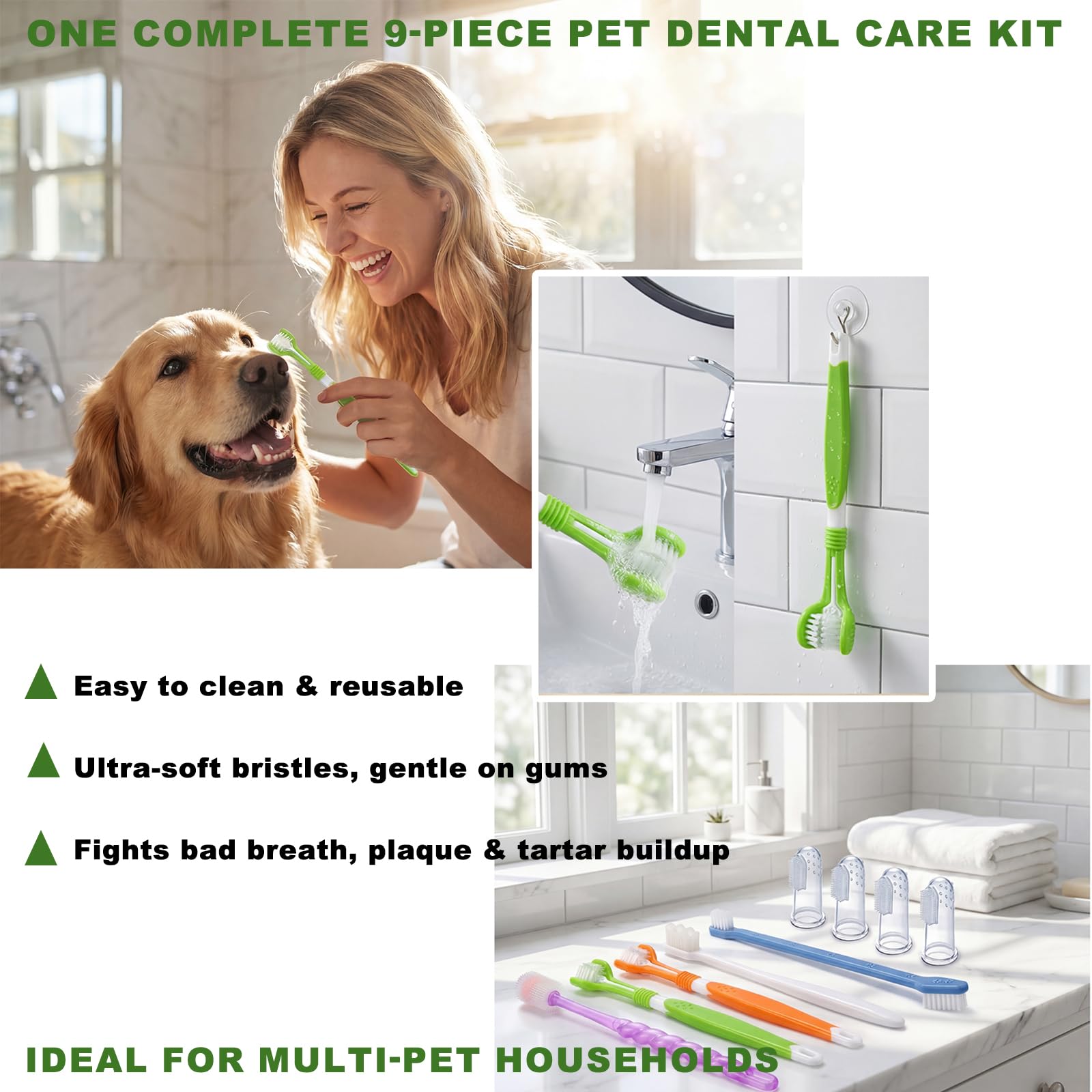 AZOFFYIU kit-dentaires-animaux: ensemble pratique pour routine dhygiène buccale