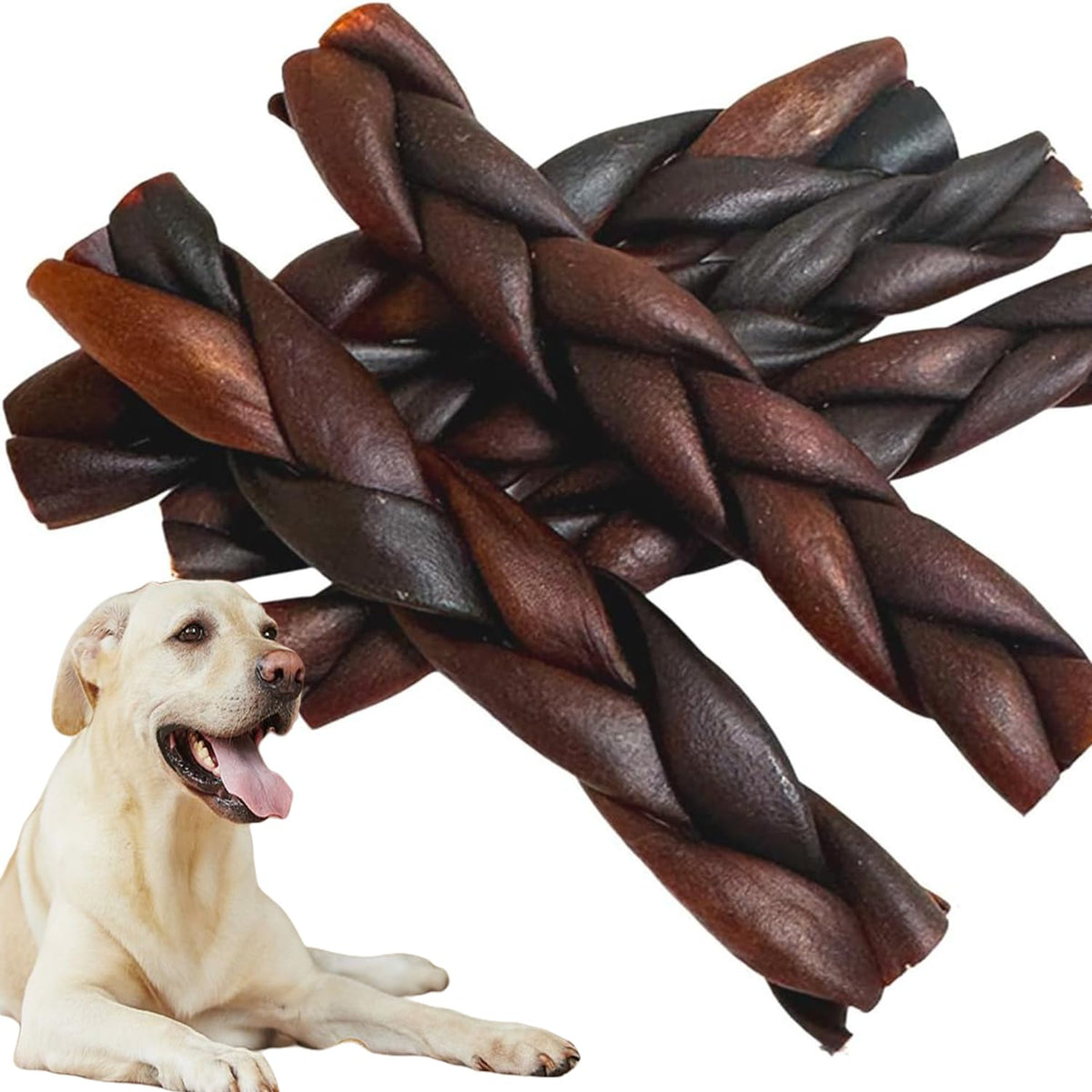 AZRAPAWS batons collagene tresses pour chien moyen de 5-6 pouces, mastication prolongée.