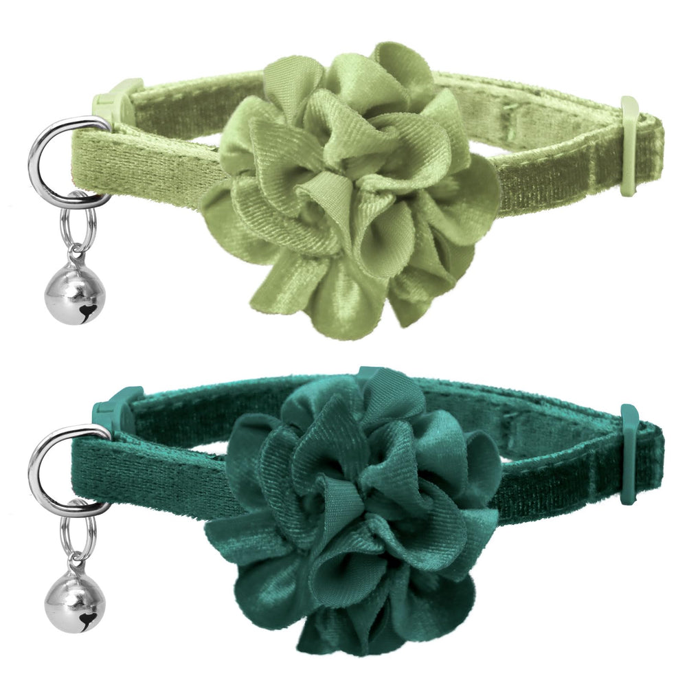 Collier bicolore vert foncé et vert clair, look distinctif pour votre chat.