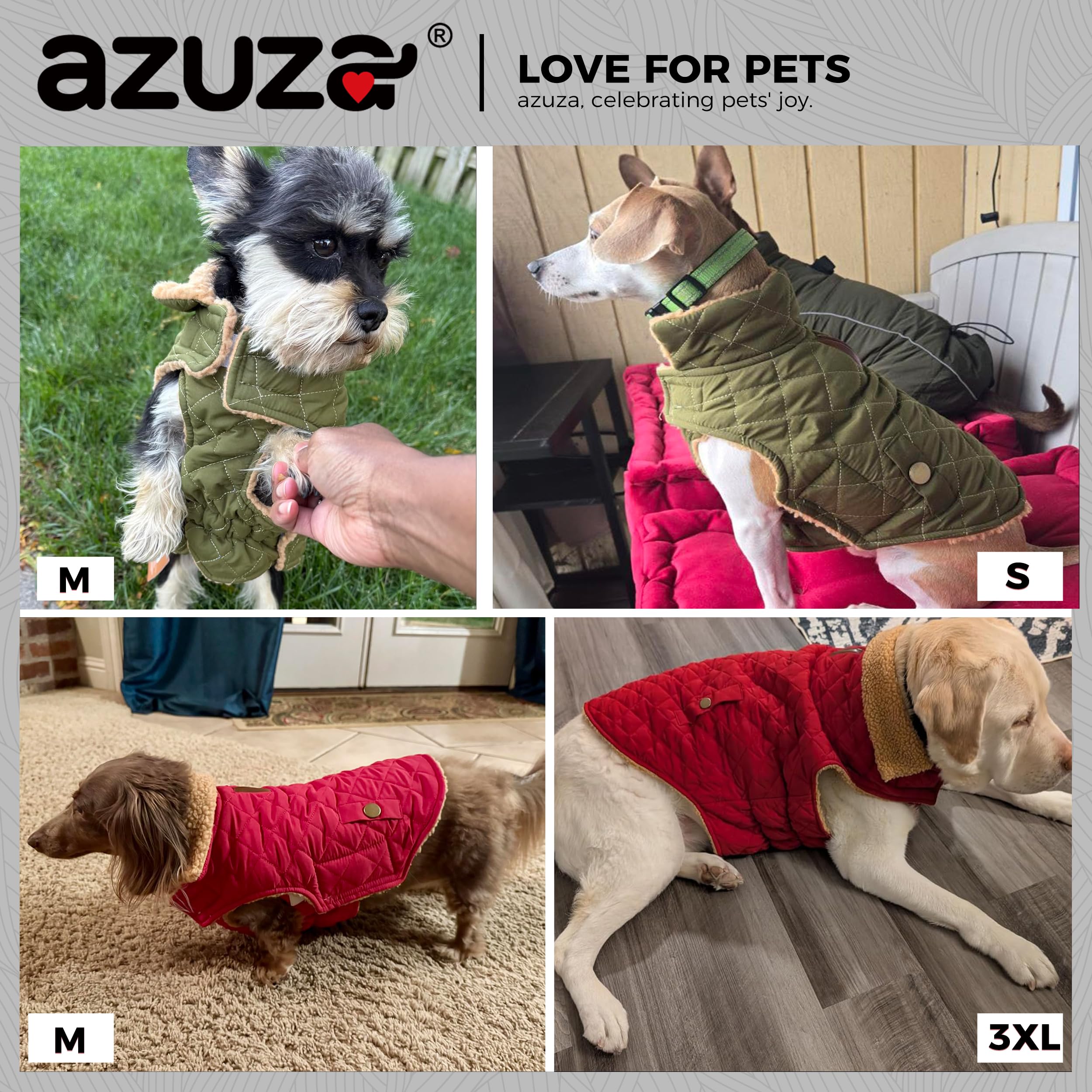azuza manteau chien fermetures auto-agrippantes ajustables facilitent l'enfilage.