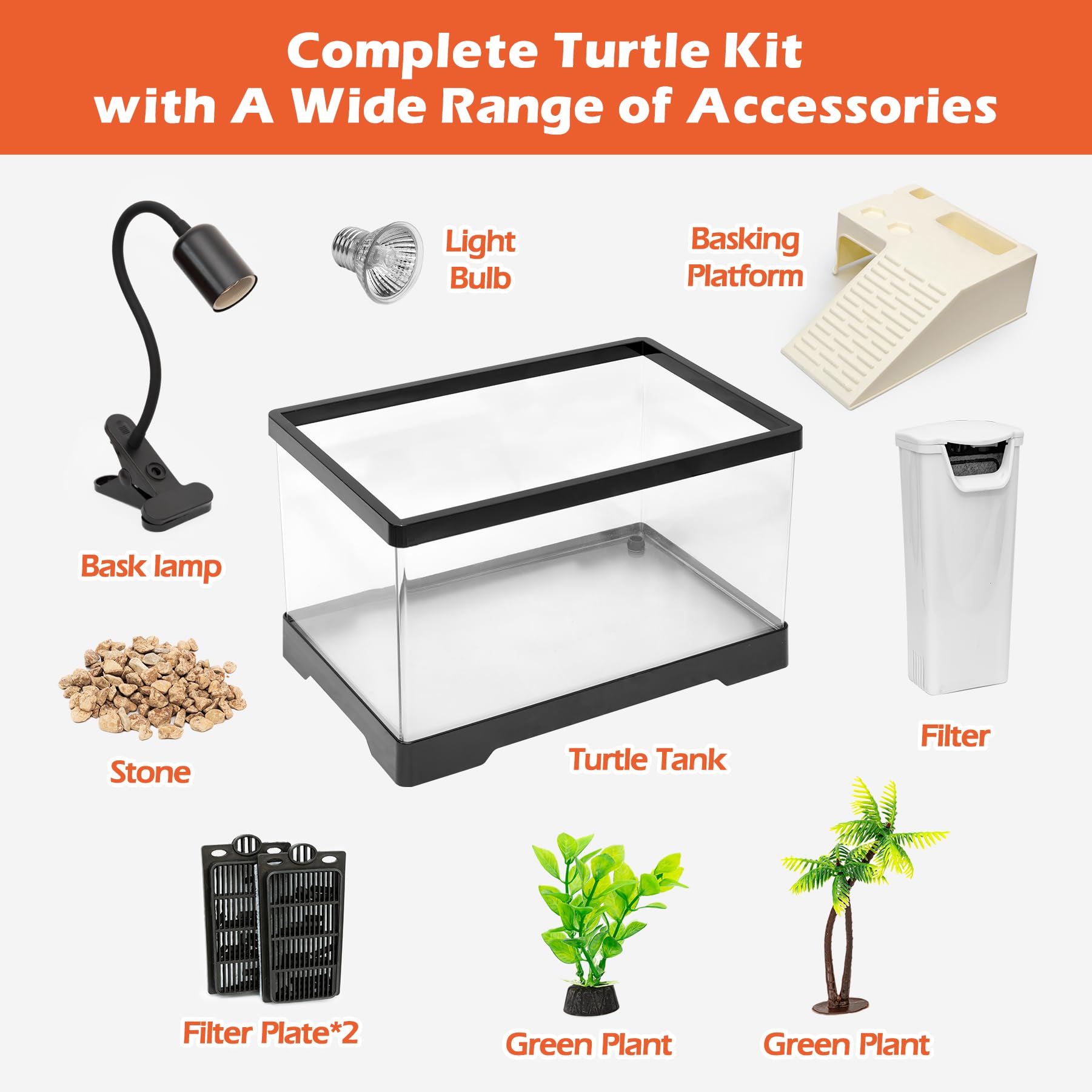 AZV petit aquarium tortue: ampoule incluse pour l'éclairage quotidien