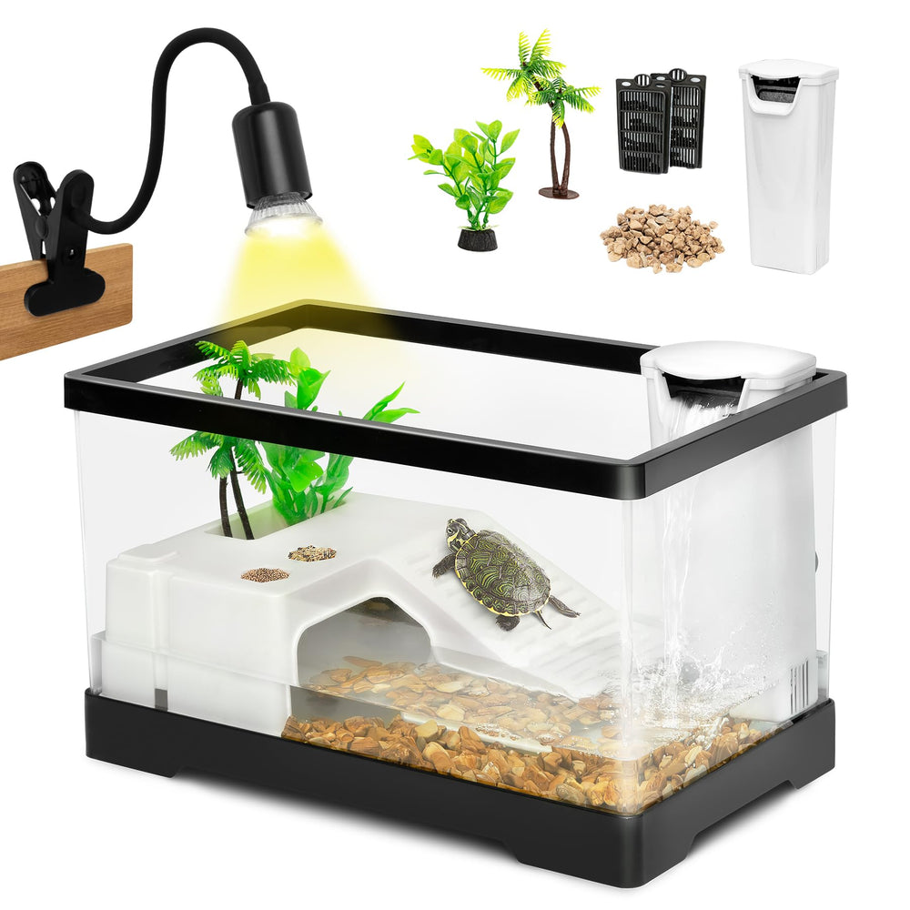 AZV petit aquarium tortue: plateforme de repos au soleil pour observation
