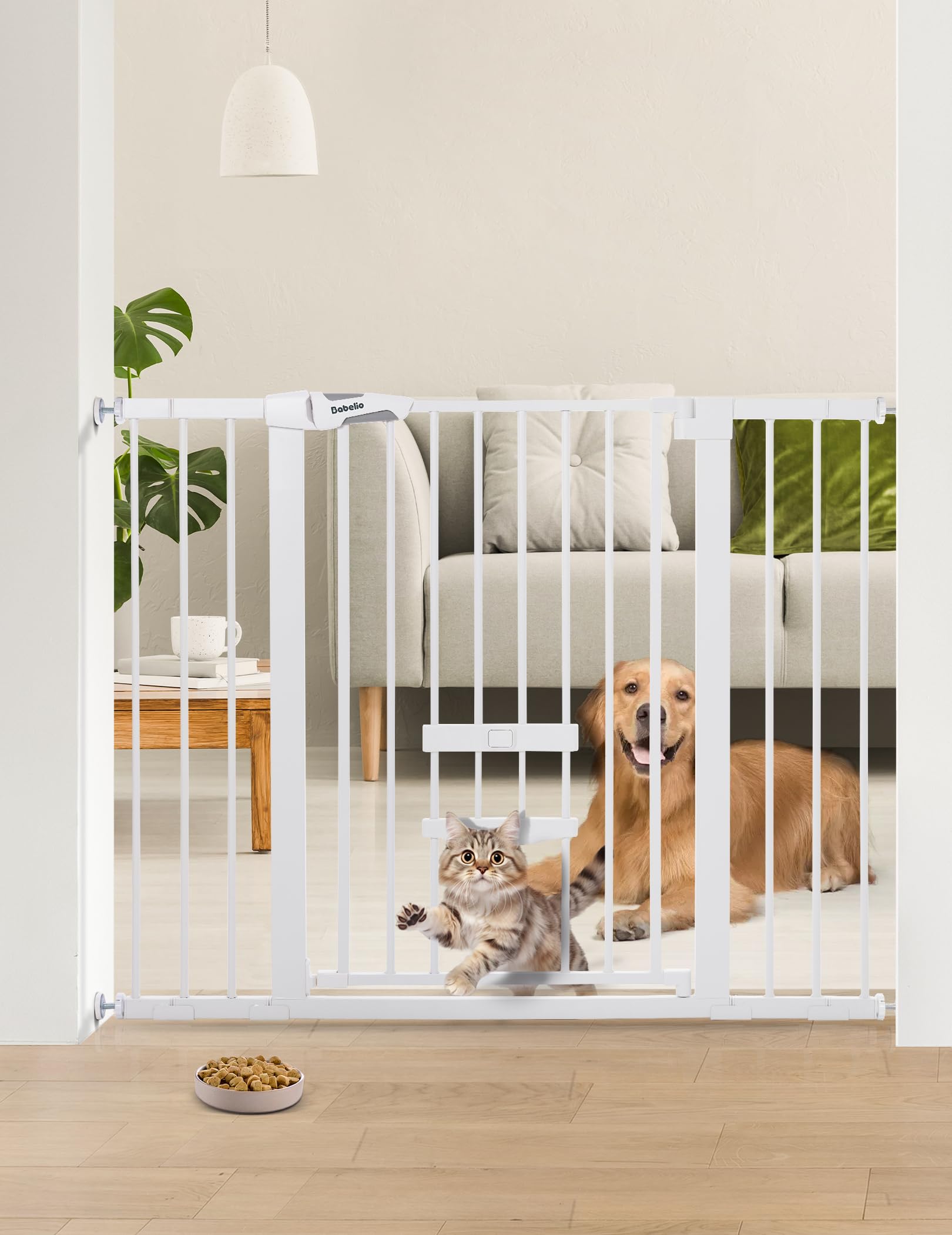 Barrière Babelio 36 pouces haute pour bébés et animaux, sécurité et passage pratique.