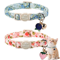Babole Pet collier chat imprimé fleurs pastel, style doux pour sorties quotidiennes