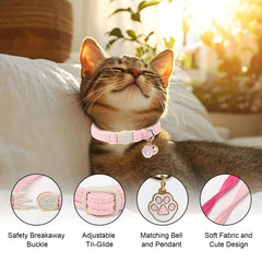 Babole Pet collier réglable rose, adapté à la croissance du chat et à un usage quotidien.