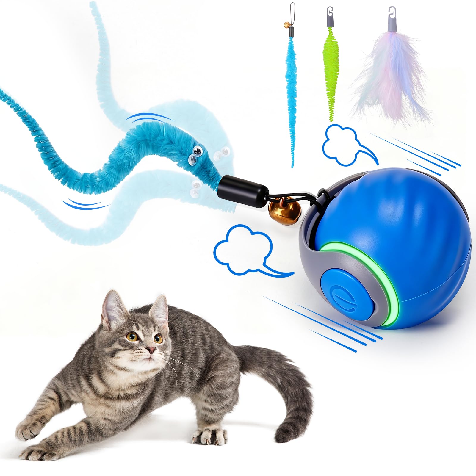 Baborui balle-interactive trois queues, stimulation du jeu intérieur.