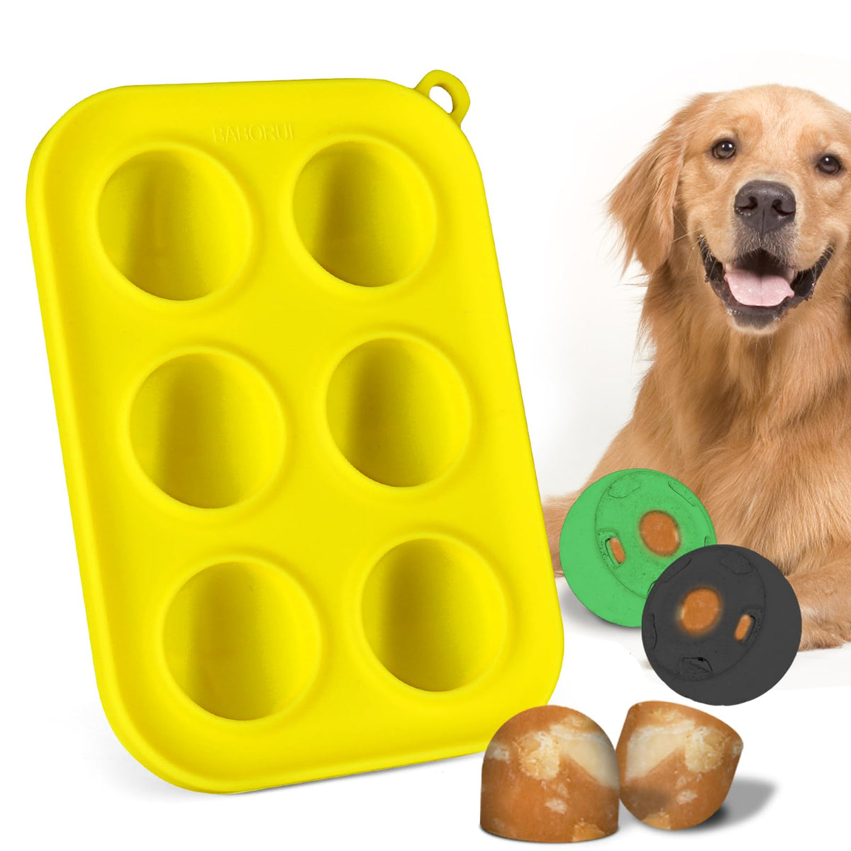 BABORUI moules friandises chien 6 creux en silicone, pratique pour friandises glacées maison