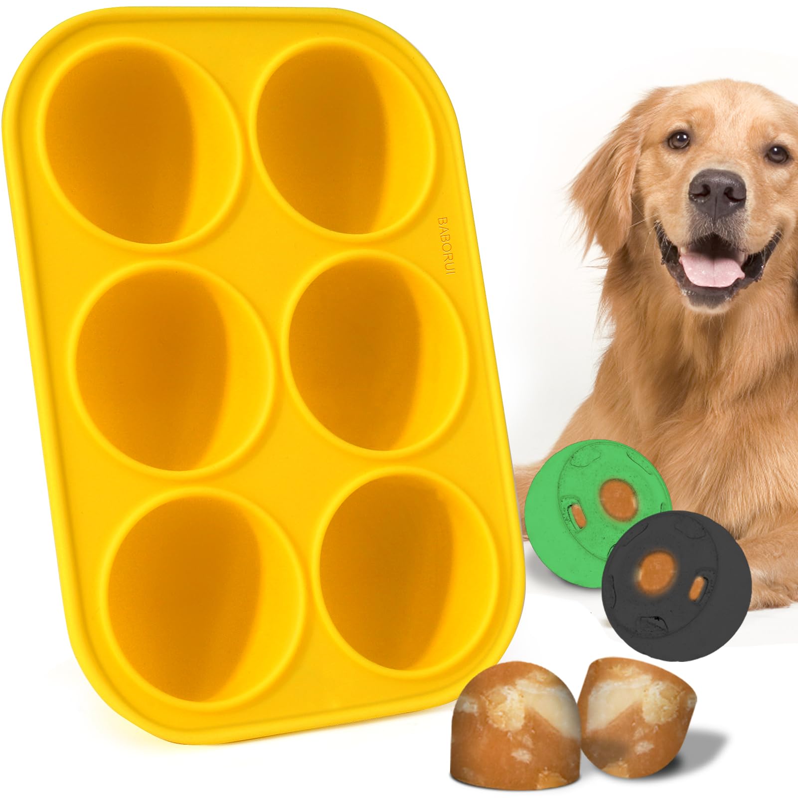 BABORUI moules silicone chiens, 6 cavités, réutilisables pour friandises glacées maison.