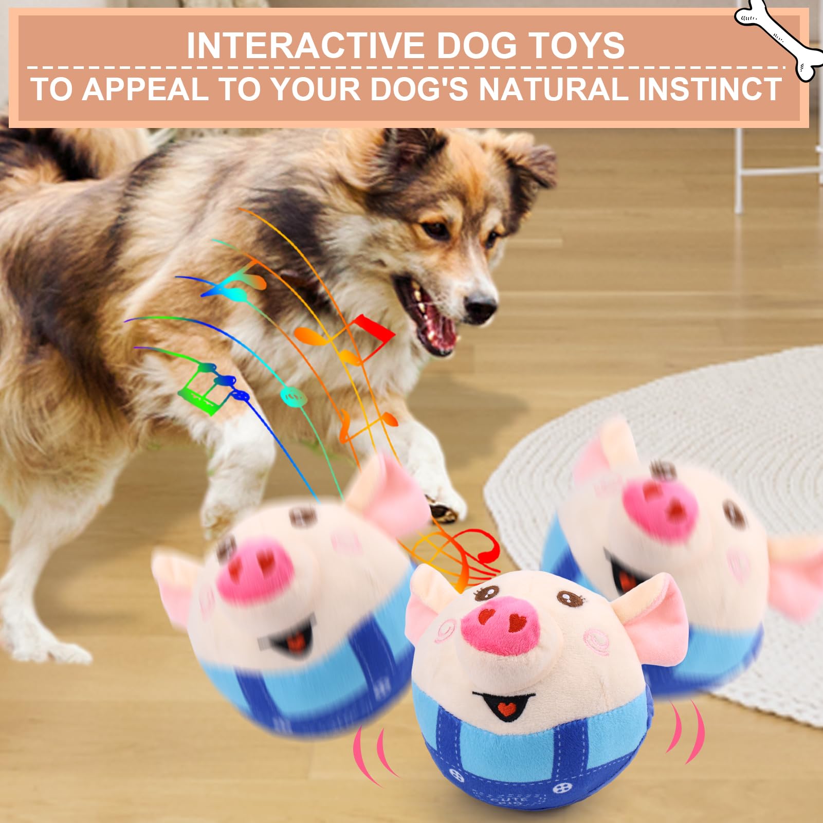 BABORUI Cochon interactif : mode enregistrement pour personnaliser l'appel et attirer votre chien.