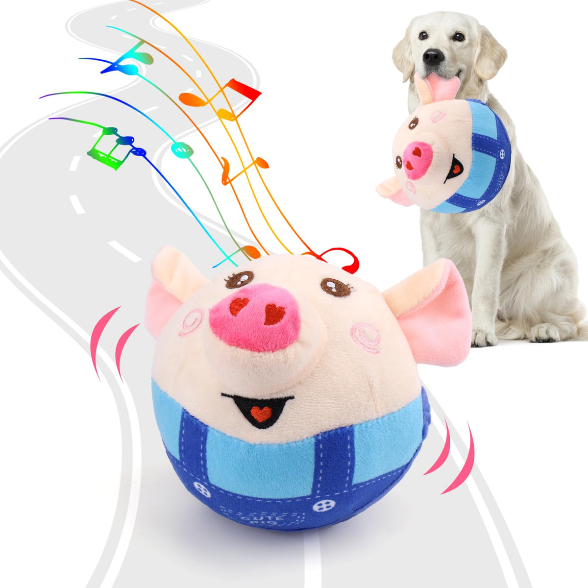 BABORUI Cochon interactif: jouet qui saute et émet un cri pour stimuler l'attention du chien.