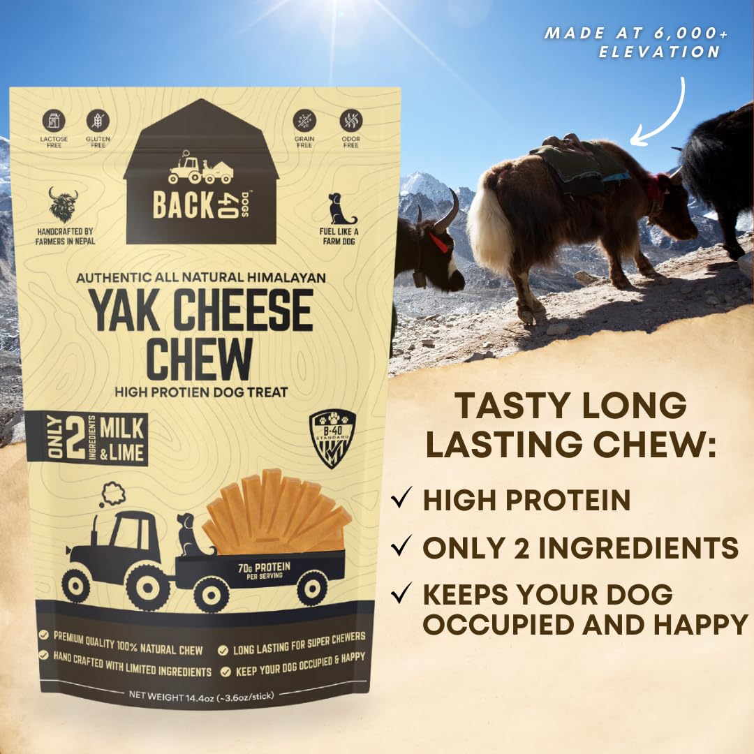 Texture proche des bouchées Back 40 Dogs Yak Cheese Himalayan Chews, idéale pour une mastication prolongée.