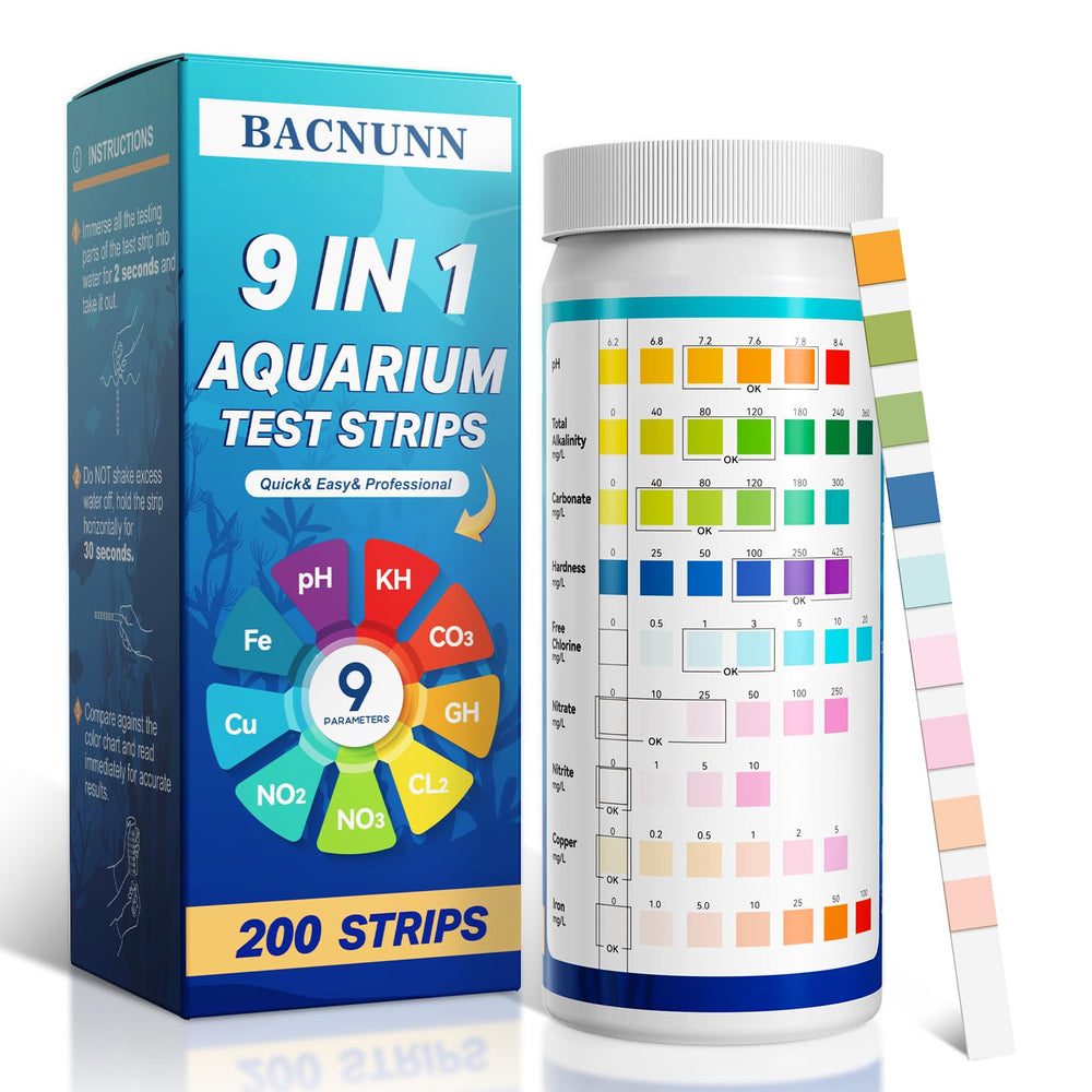 BACNUNN bandelettes test eau 200ct dans boîtier pour lecture rapide des paramètres