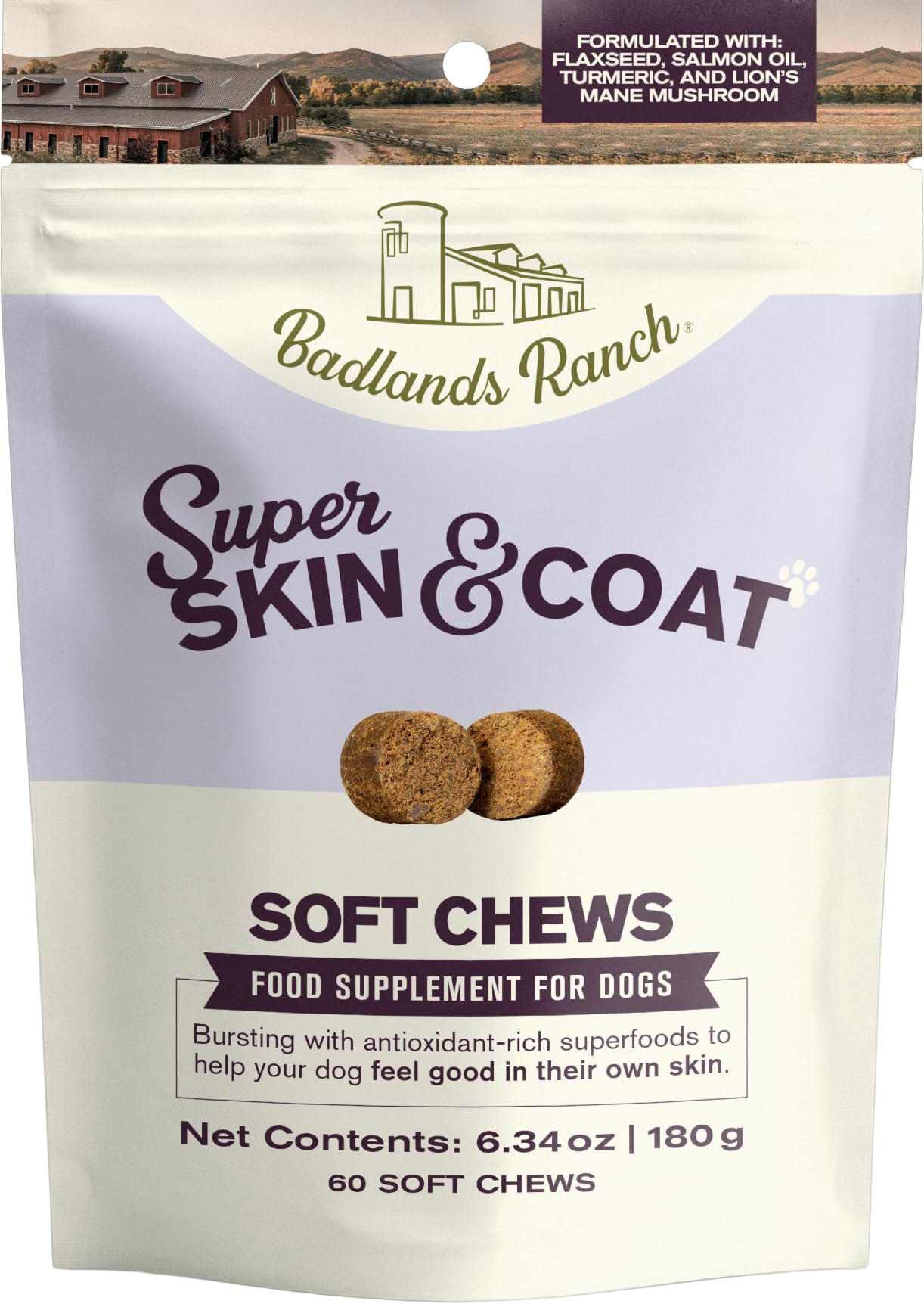 Badlands Ranch bouchées douces pour un poil brillant et une peau saine.
