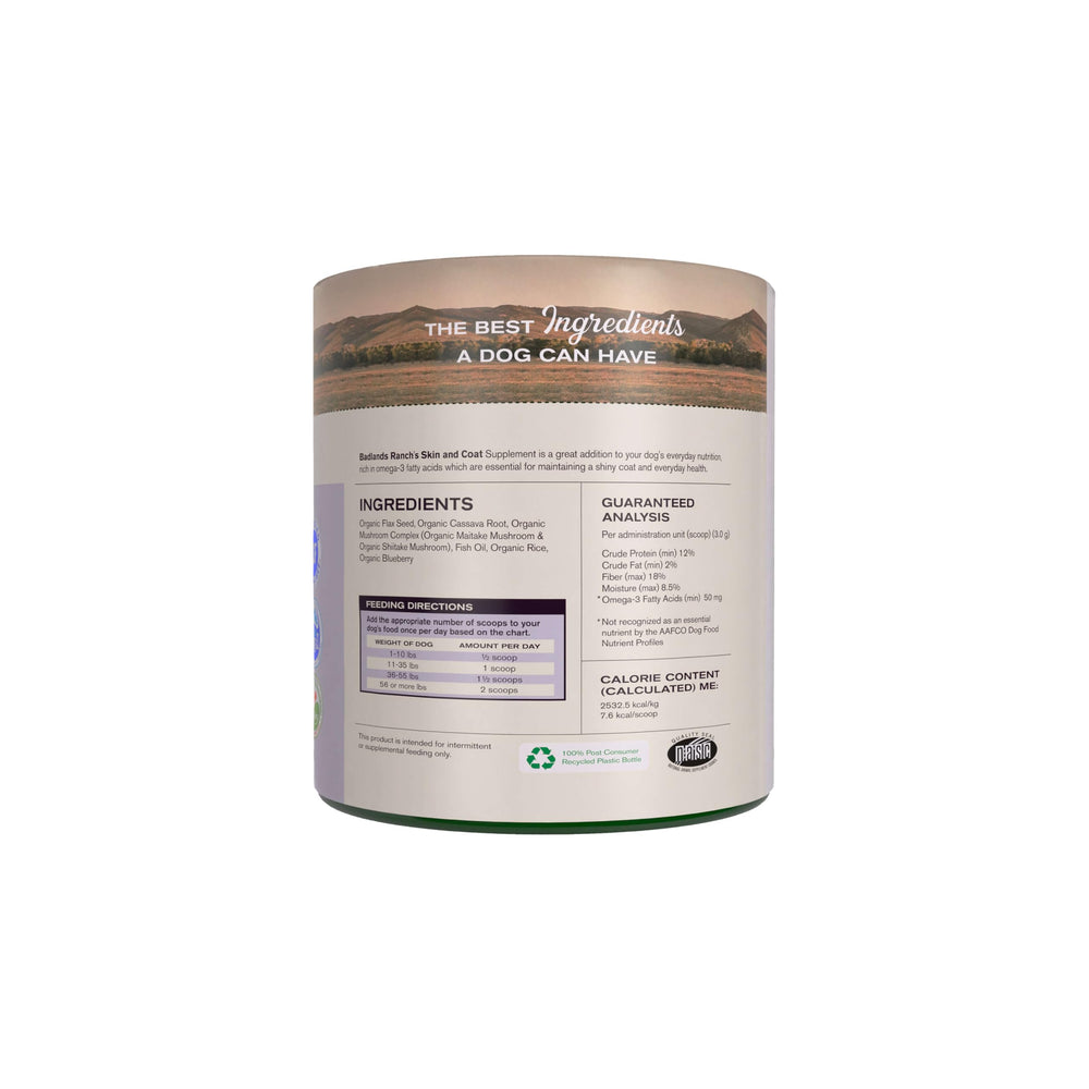 Complexe champignons bio nourrissant peau et pelage du chien.