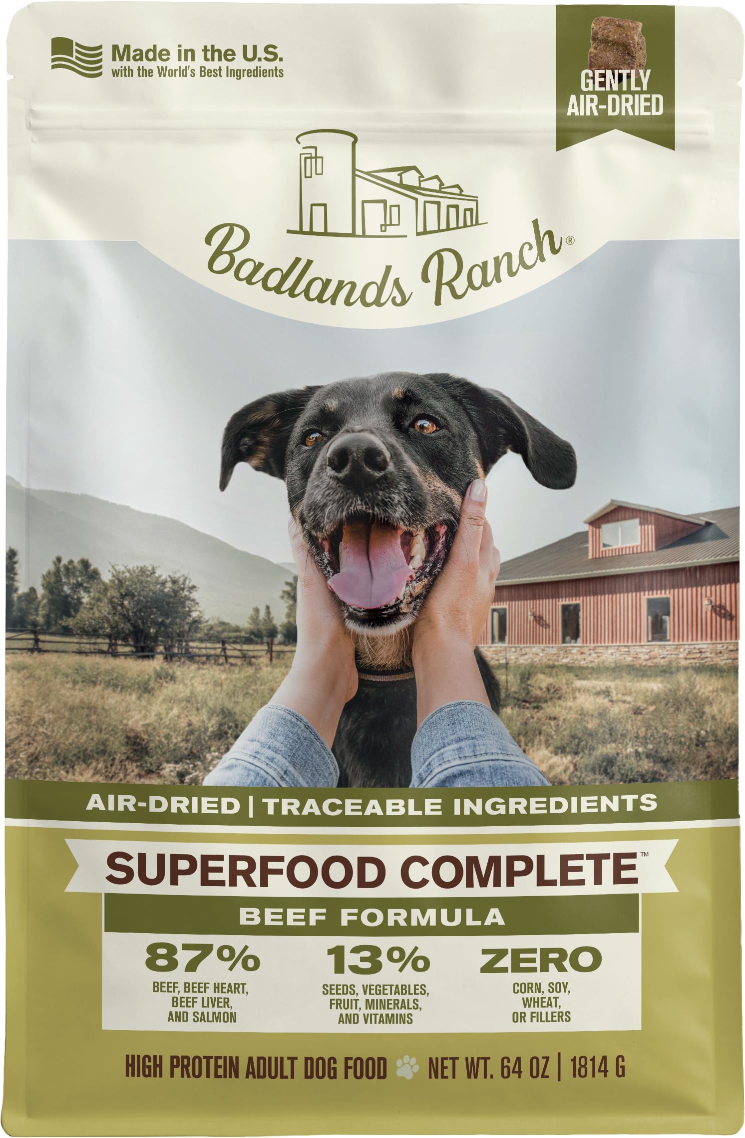 BADLANDS RANCH sac-aliments-boeuf-air-seche pour chien, repas rapide et pratique.