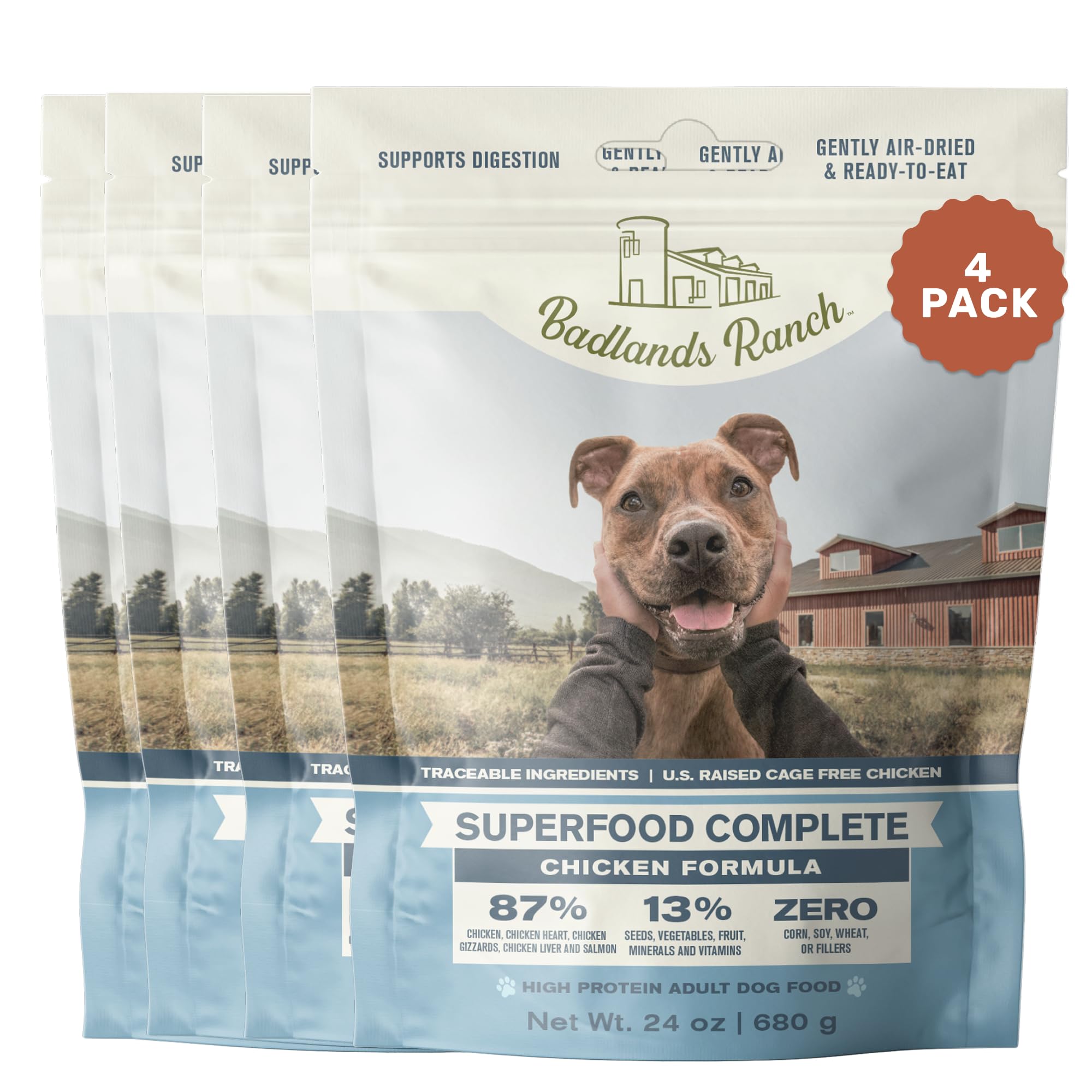 BADLANDS RANCH sachet-nourriture-chien-poulet-complet, nutrition équilibrée et goût appétissant.