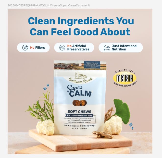 Badlands Ranch Super Calm ingrédients premium en gros plan.