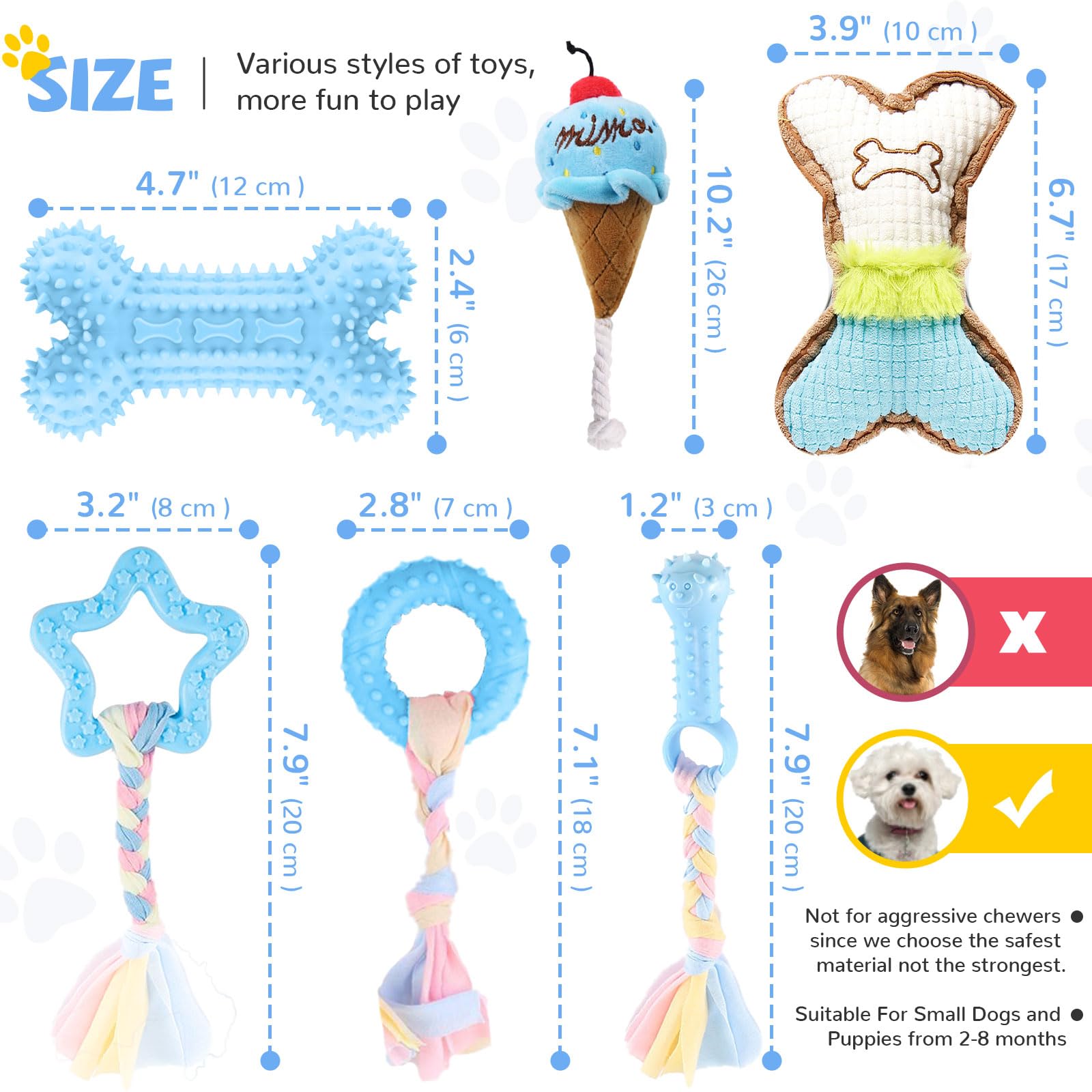 BAEJMJK corde bleu numéro 3, accessoire ludique pour chiens en période de dentition
