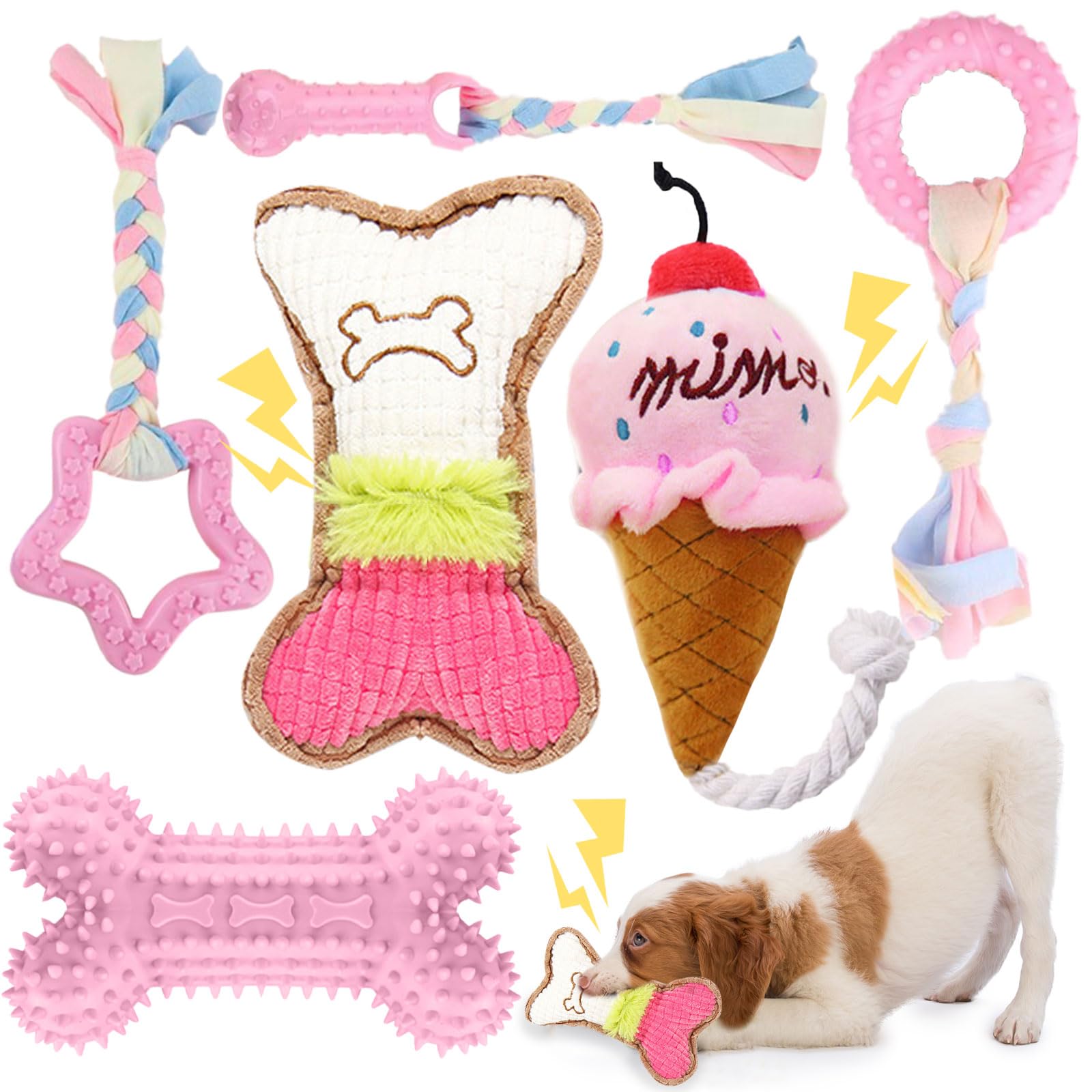 BAEJMJK pack-ensemble-rose: ensemble varié pour stimuler chiots et petits chiens.