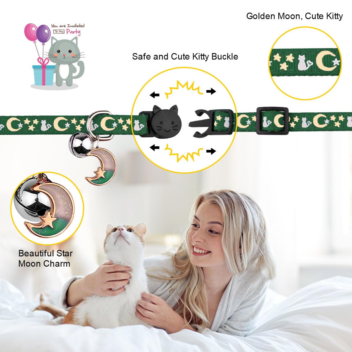 Collier Baeuppit réglable, s adapte au cou du chat pour un confort quotidien.