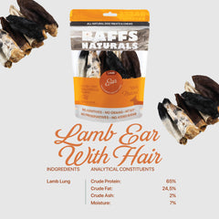 Baffs Naturals – Texture masticable des oreilles d’agneau, divertissement et soin dentaire.