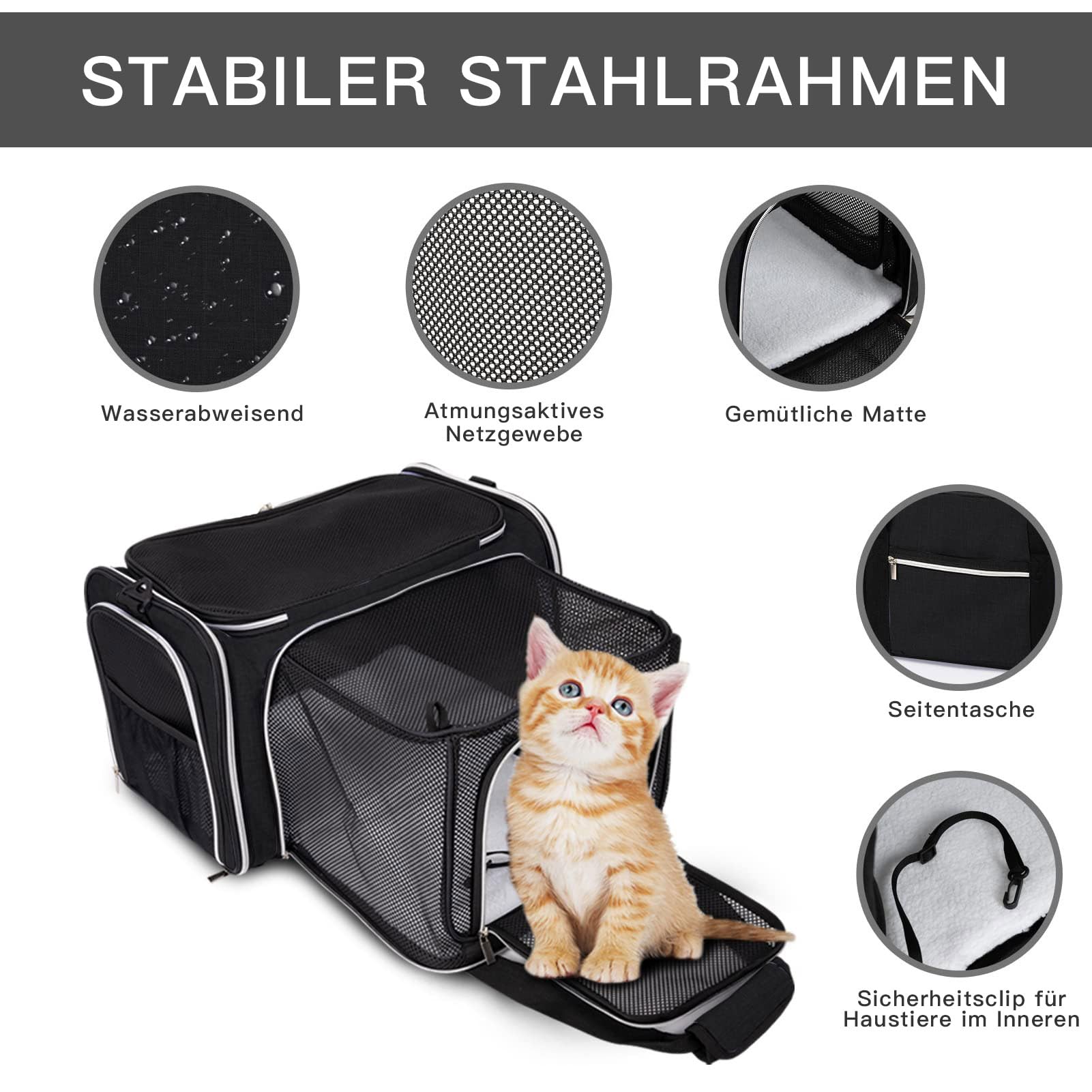 BAGLHER porte-chat sous-siège avion, conformité et voyage facilité.