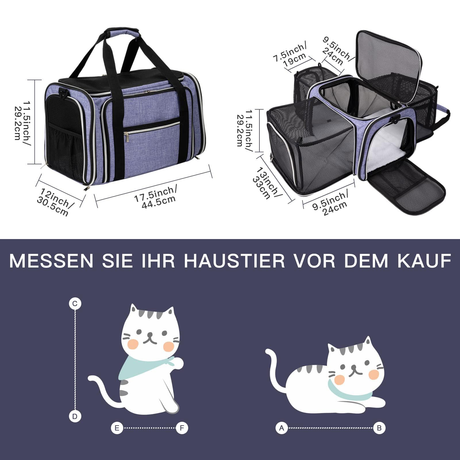 BAGLHER Sac chat aération 5 côtés – ventilation et vue dégagée pendant le trajet.