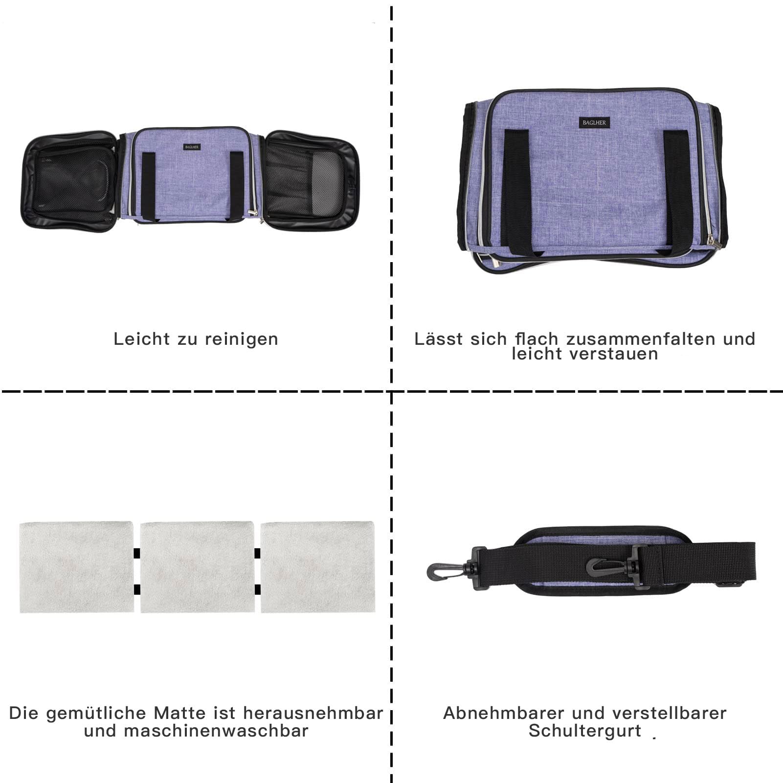 BAGLHER Sac chat durable design – matériaux résistants et fermeture fiable.
