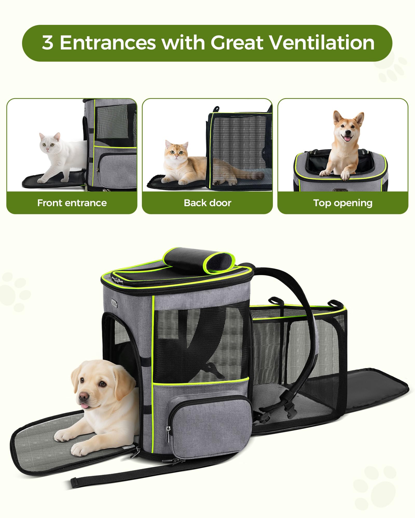 Sac BAGLHER pour chien gris avec ventilation par mesh et vue panoramique.
