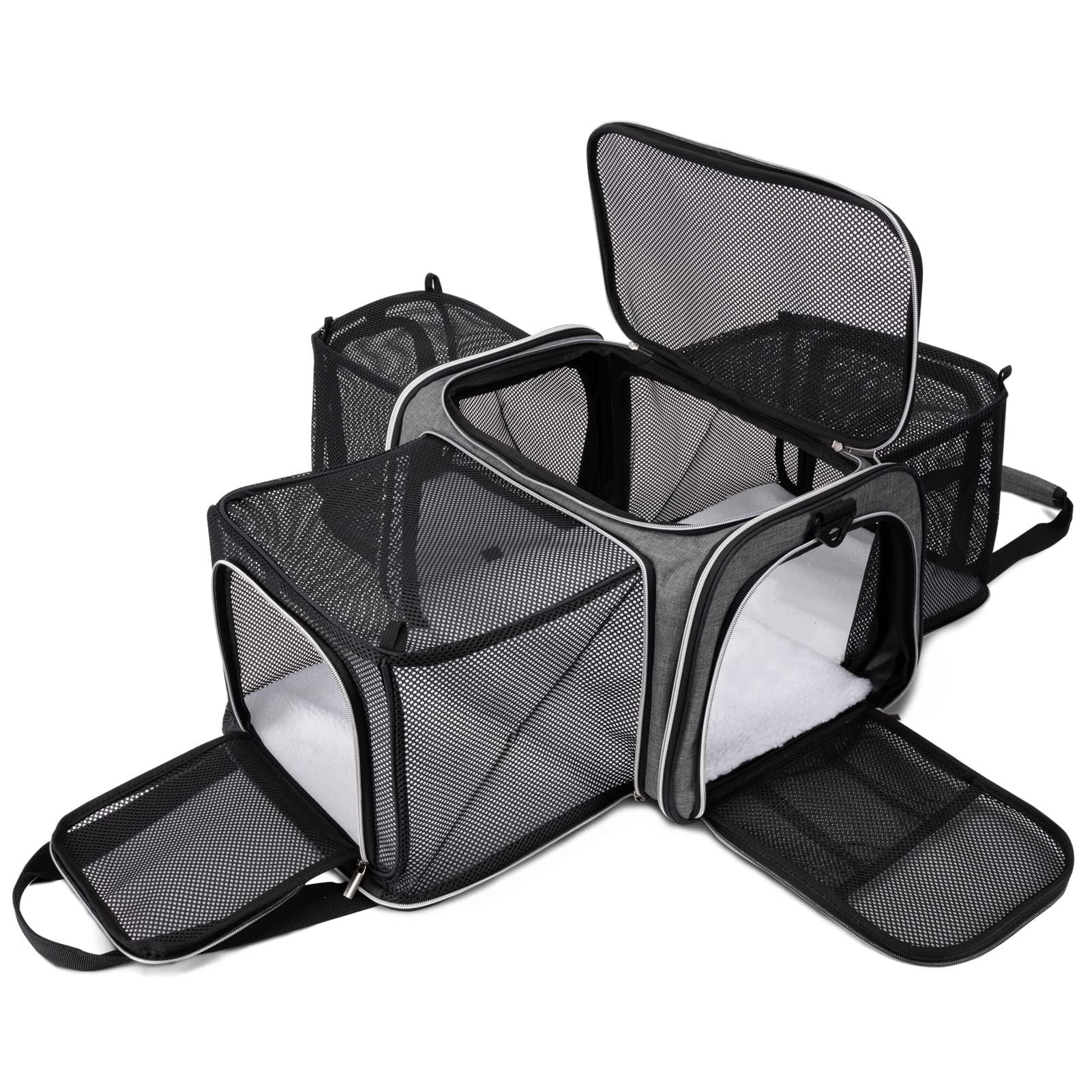BAGLHER sac porteur chat avion ouverture 5 cotes pour plus de visibilité.